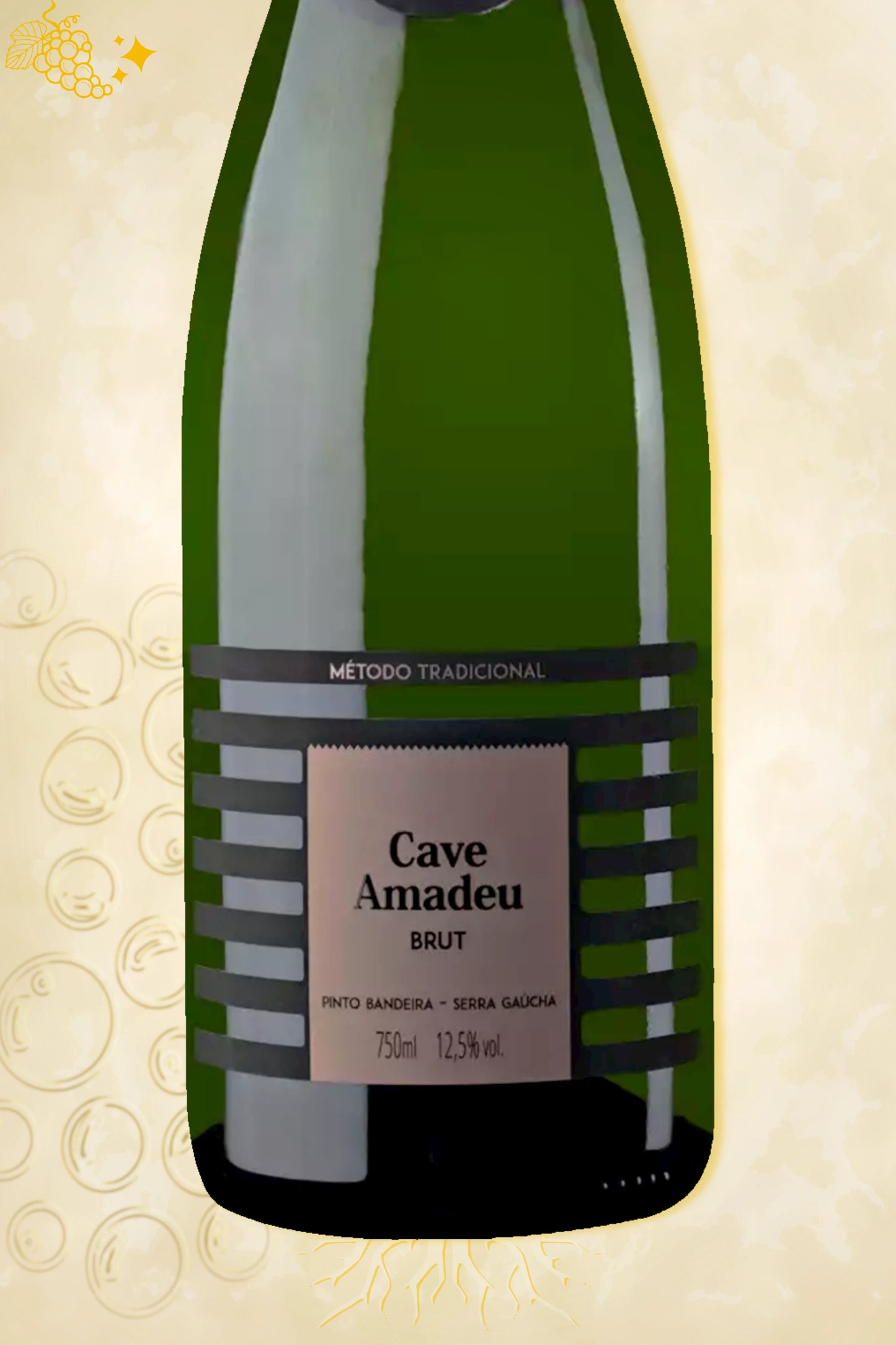 Close-up label Cave Geisse – Amadeu Brut (NV) – Cave Geisse details zichtbaar
