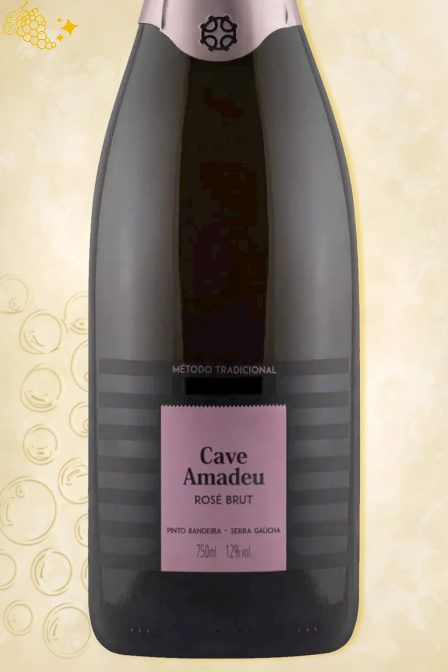 Close-up label Cave Geisse – Amadeu Brut Rosé (NV) – Cave Geisse details zichtbaar