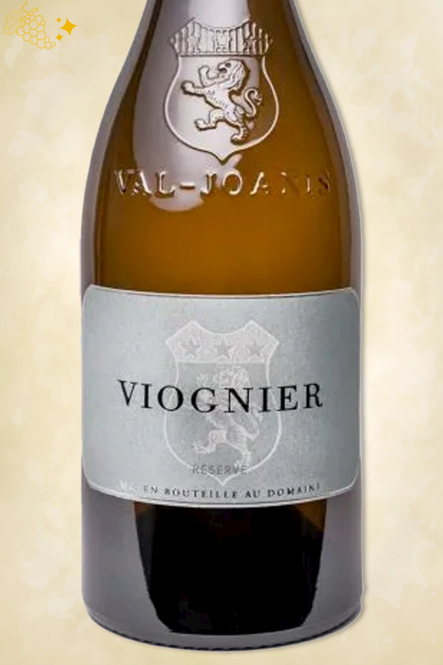 Close-up label Val Joanis – Viognier Réserve (2025) – Val Joanis details zichtbaar
