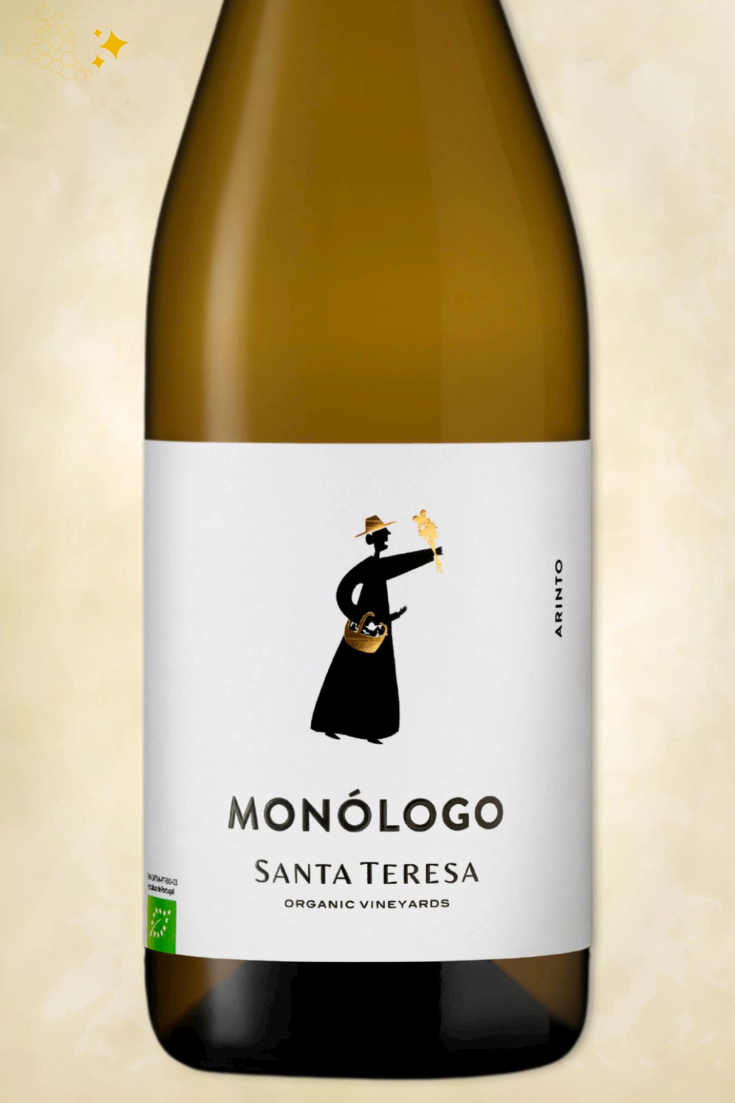 Close-up label A&D Wines – Monologo Arinto BIO (2023) – A&D Wines details zichtbaar