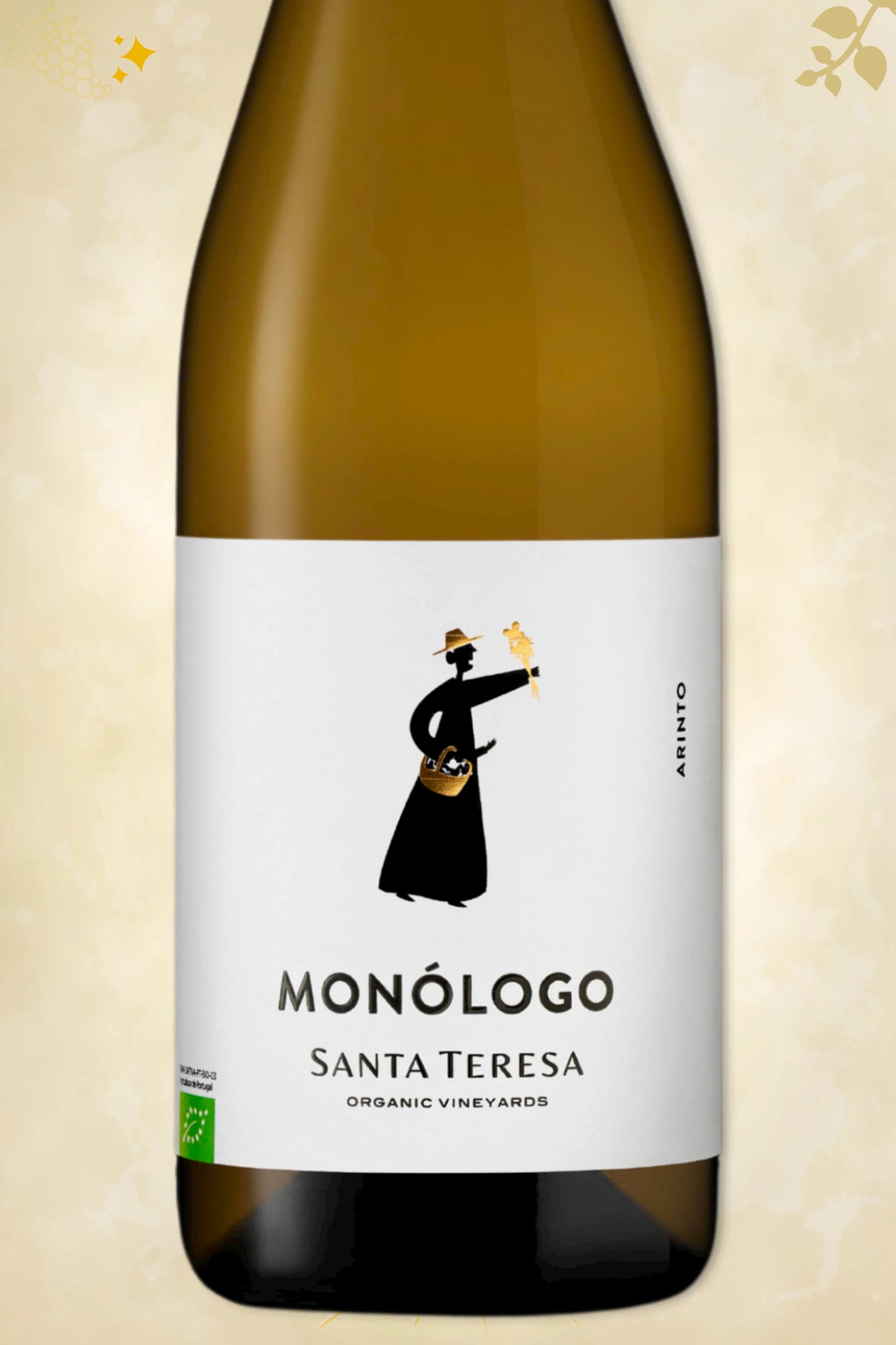 Close-up label A&D Wines – Monologo Arinto BIO (2023) – A&D Wines details zichtbaar