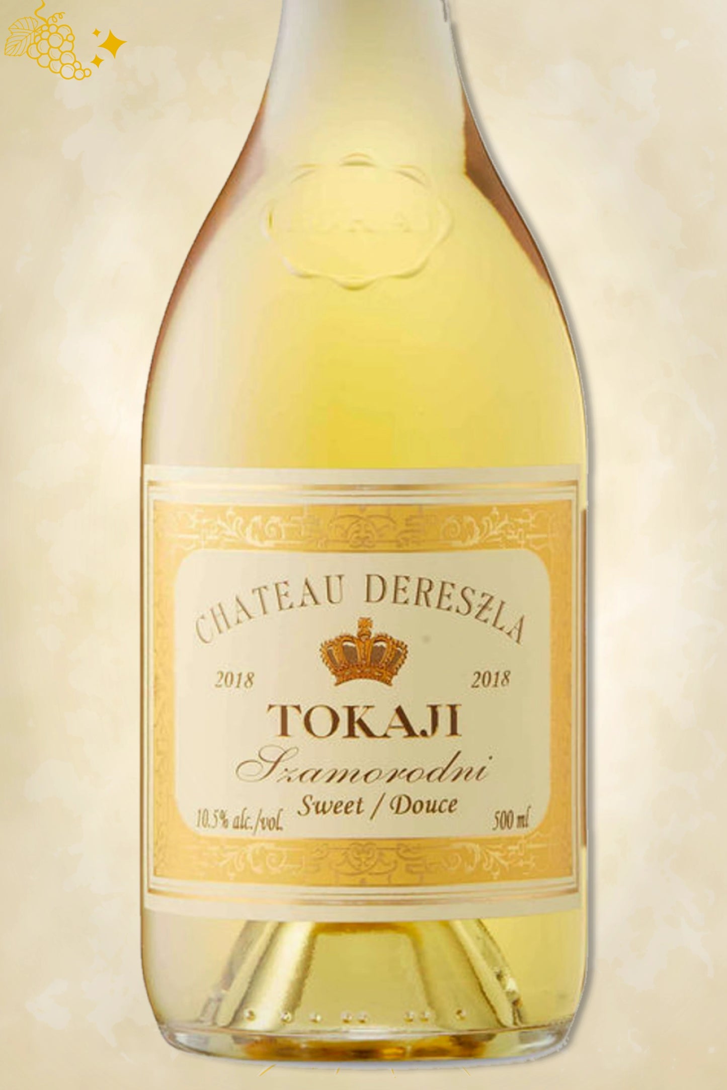 Close-up label Château Dereszla – Tokaji Szamorodni Száraz (2018) – Château Dereszla details zichtbaar