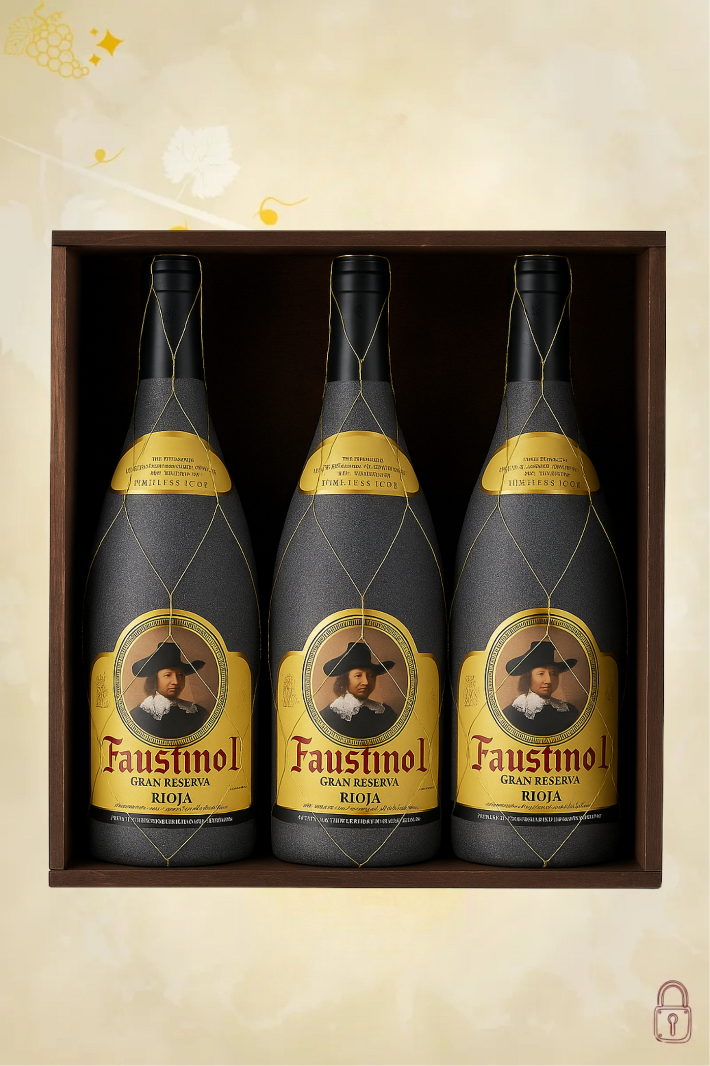 Faustino I Gran Reserva 2011, 2015, 2016 – rode wijn tegen bordeaux achtergrond