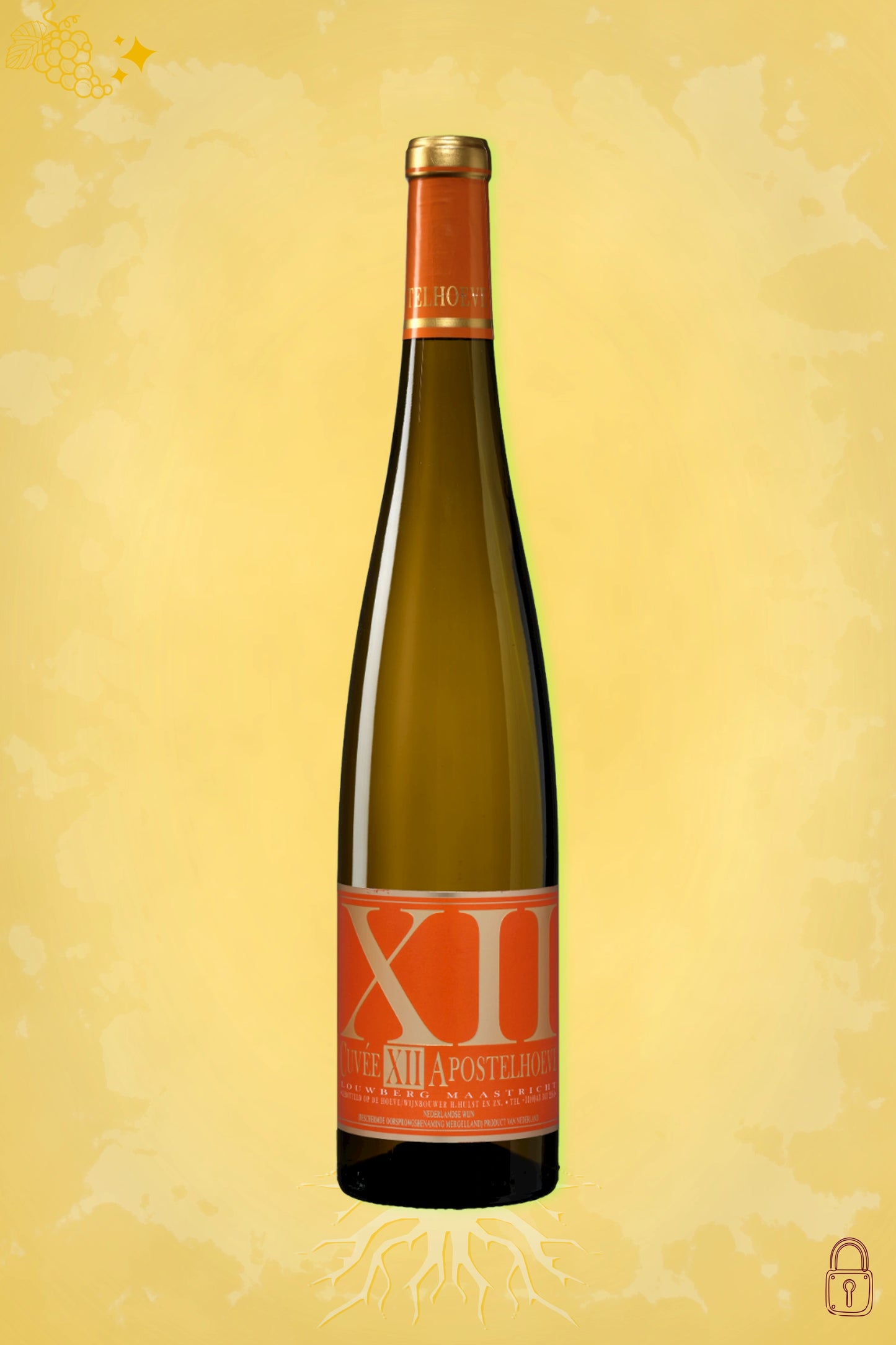 Premium presentatie: Apostelhoeve Cuvée XII 2023 met gouden gloed