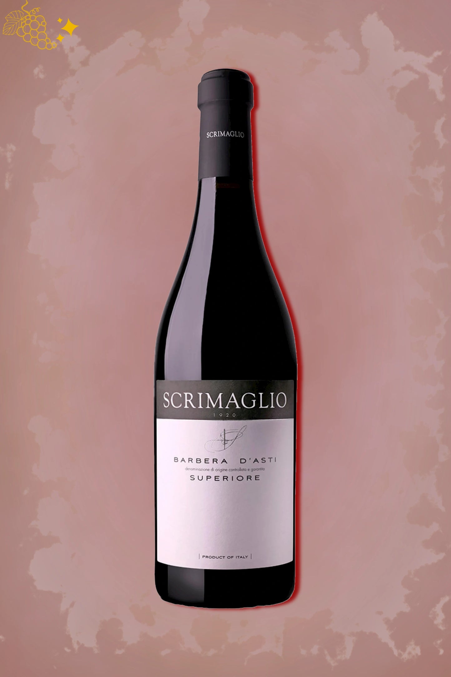 Premium presentatie: Scrimaglio – Barbera d’Asti Superiore (2022) met robijnrode tint