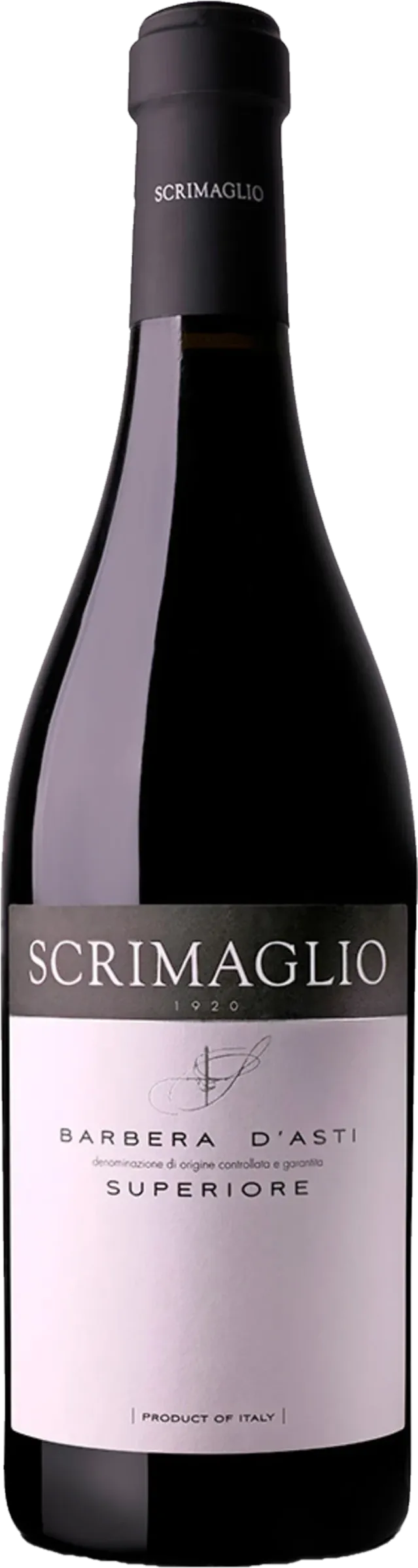 Transparante weergave van Scrimaglio – Barbera d’Asti Superiore (2022) – fles rode wijn zonder achtergrond