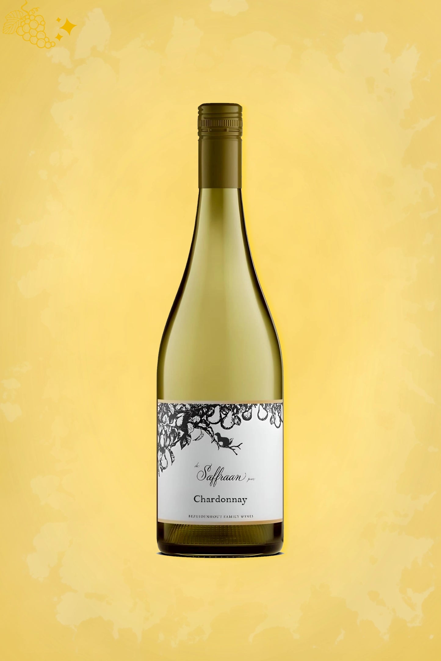 Premium presentatie: Leenders – Saffran Chardonnay (2024) met gouden gloed