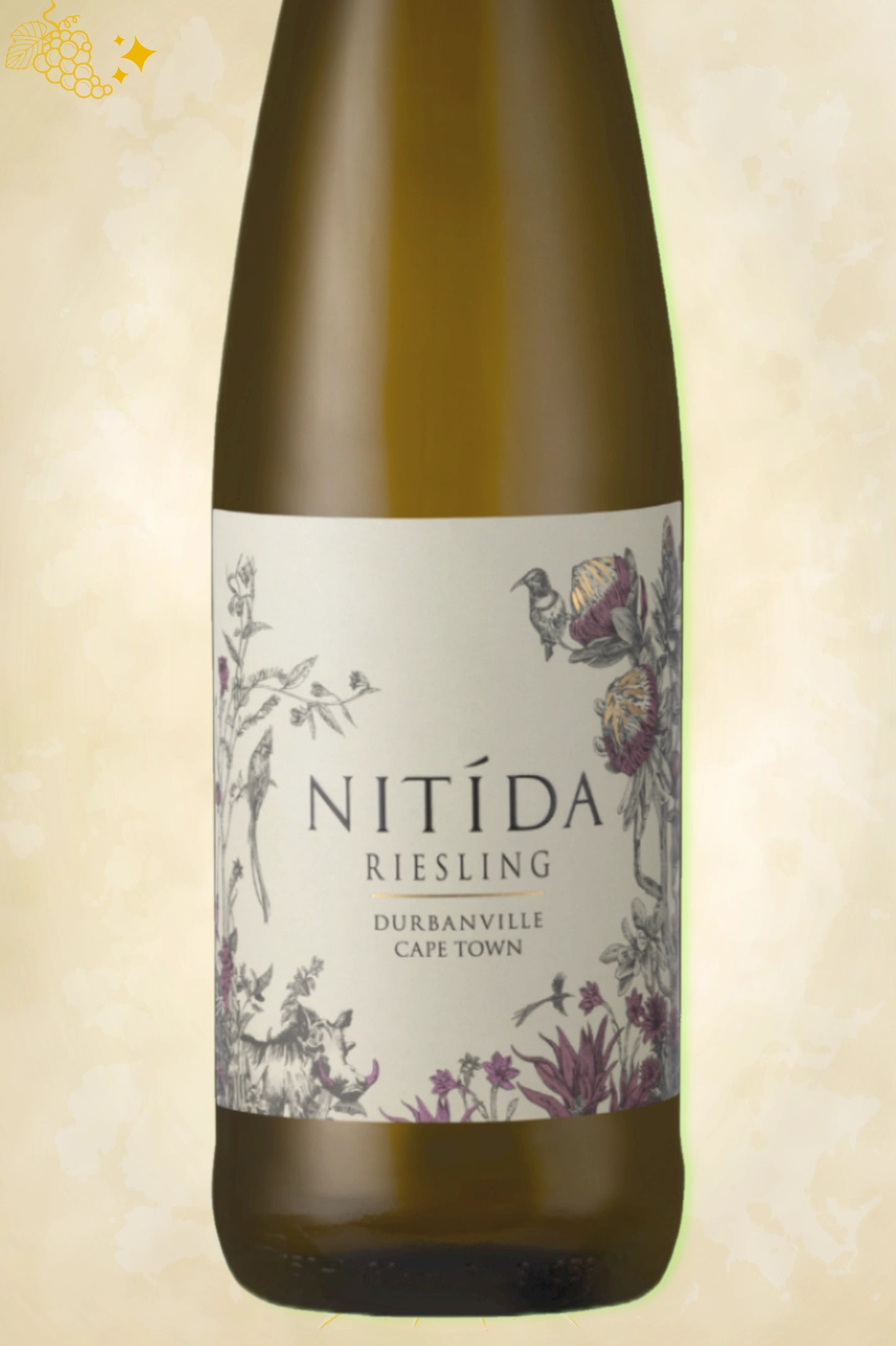 🔍 Nitida – Riesling (2023) – close‑up etiket detail op beige achtergrond
