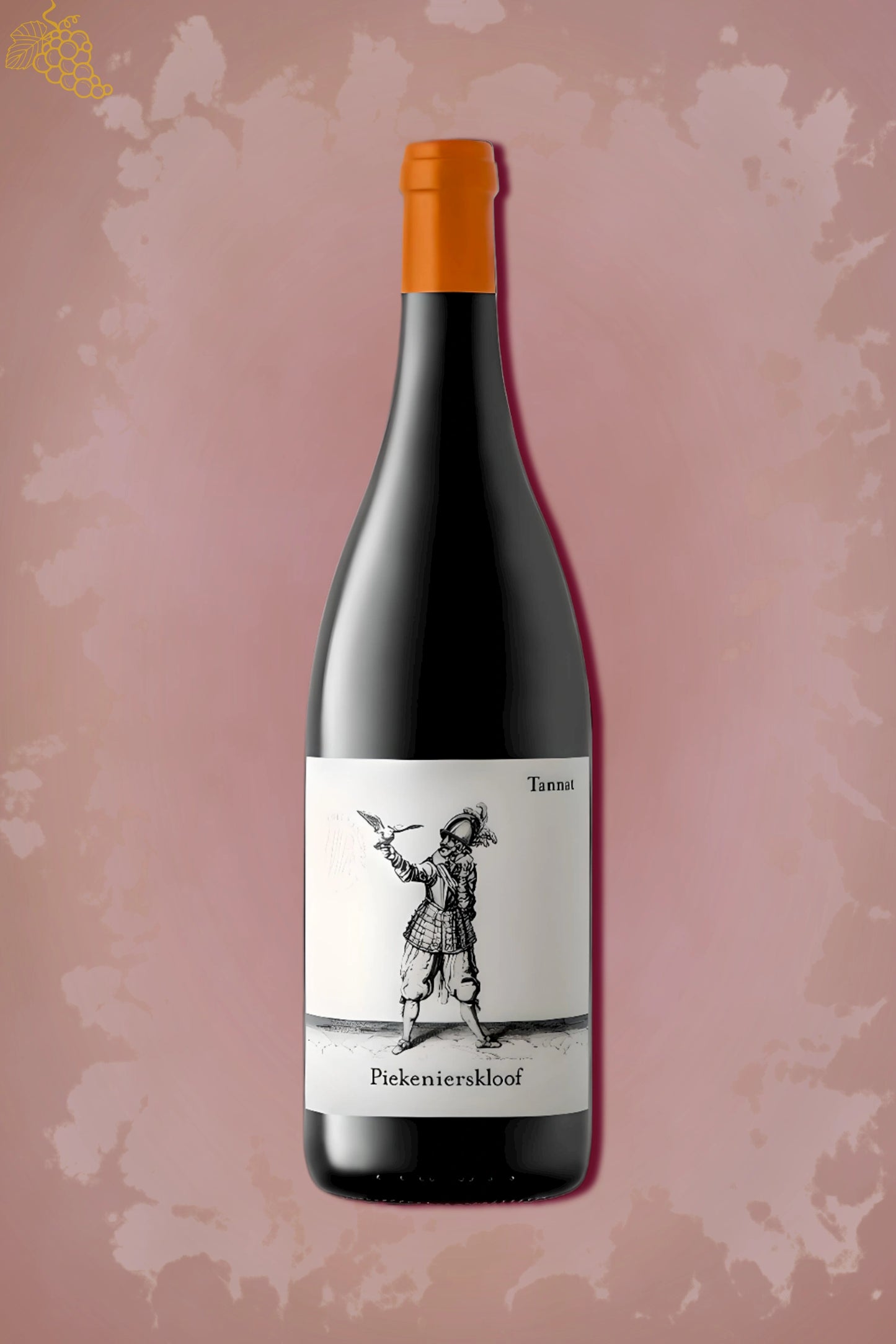 🍷 Piekenierskloof – Tannat (2022) – rode wijn tegen rode achtergrond