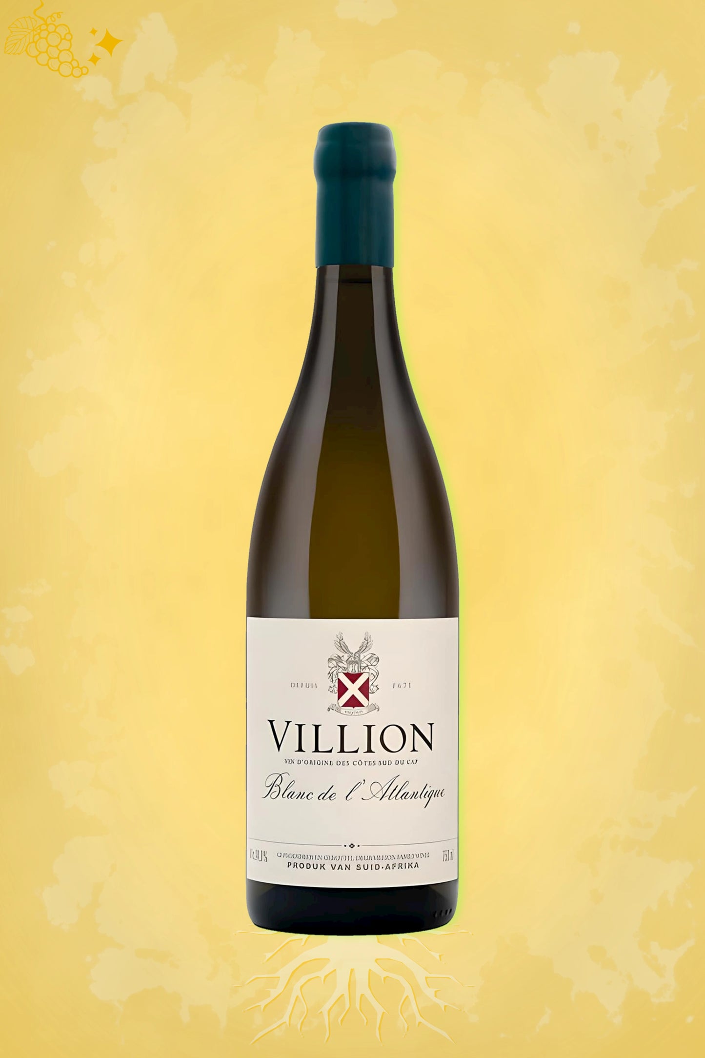 Gouden achtergrond voor Villion – Blanc de l’Atlantique (2022) – premium witte wijn