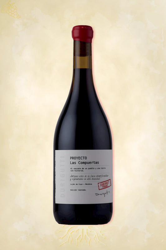 Authentieke rode wijn – Durigutti – Proyecta las Compuertas Cabernet Franc (2022) uit Argentinië