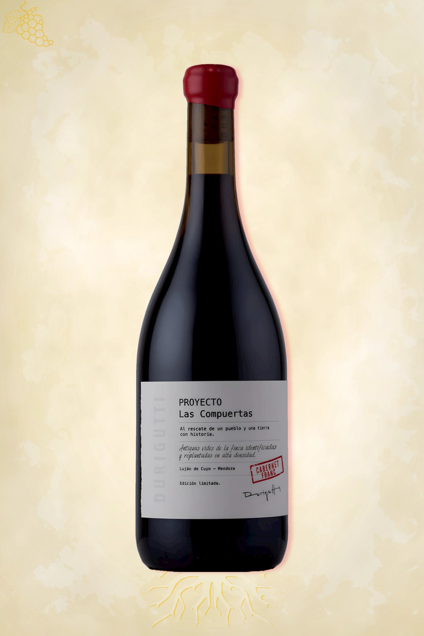 Authentieke rode wijn – Durigutti – Proyecta las Compuertas Cabernet Franc (2022) uit Argentinië