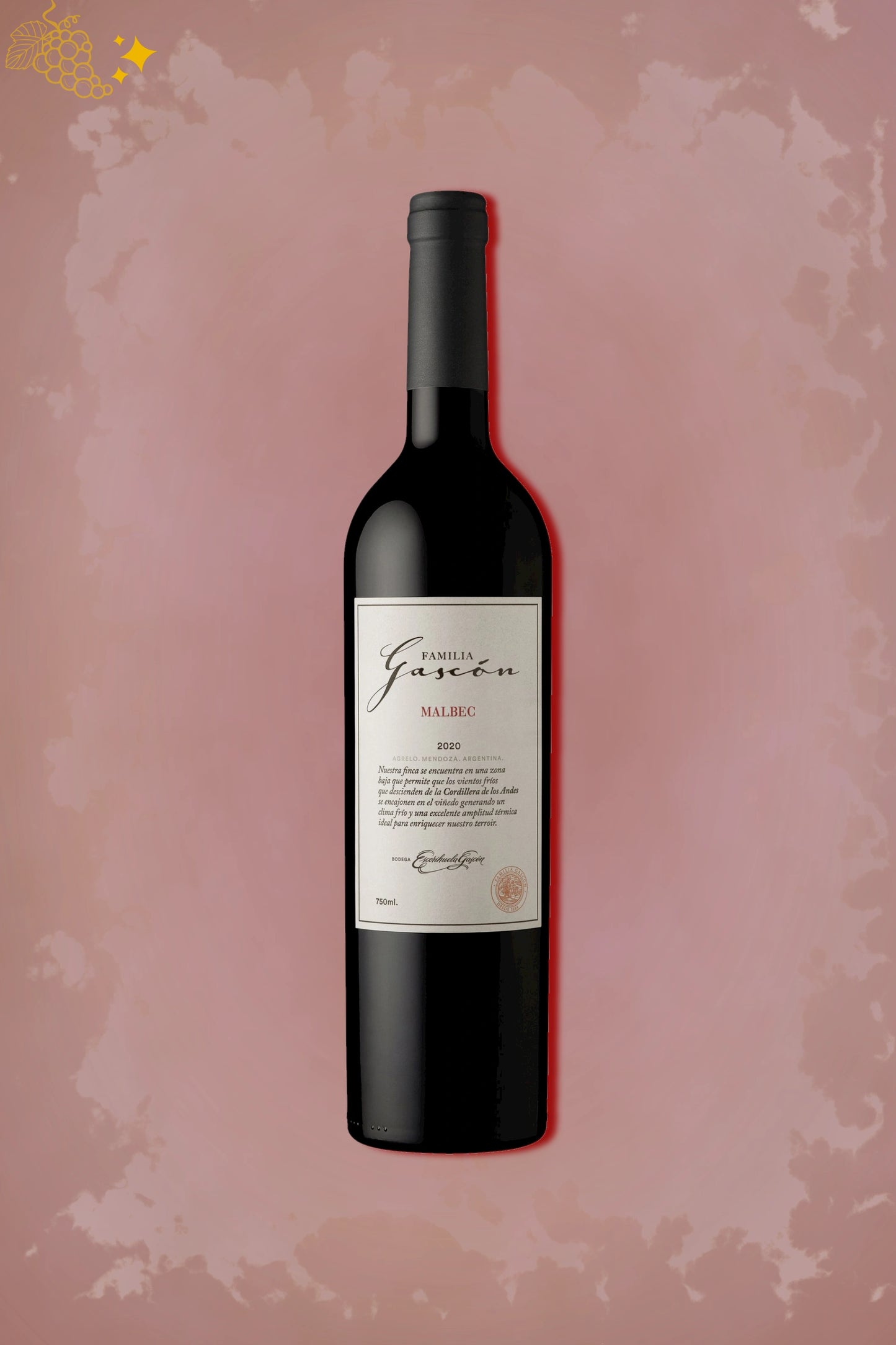 🍷 Escorihuela Gascón – Familia Gascón Malbec (2023) – rode wijn tegen rode achtergrond