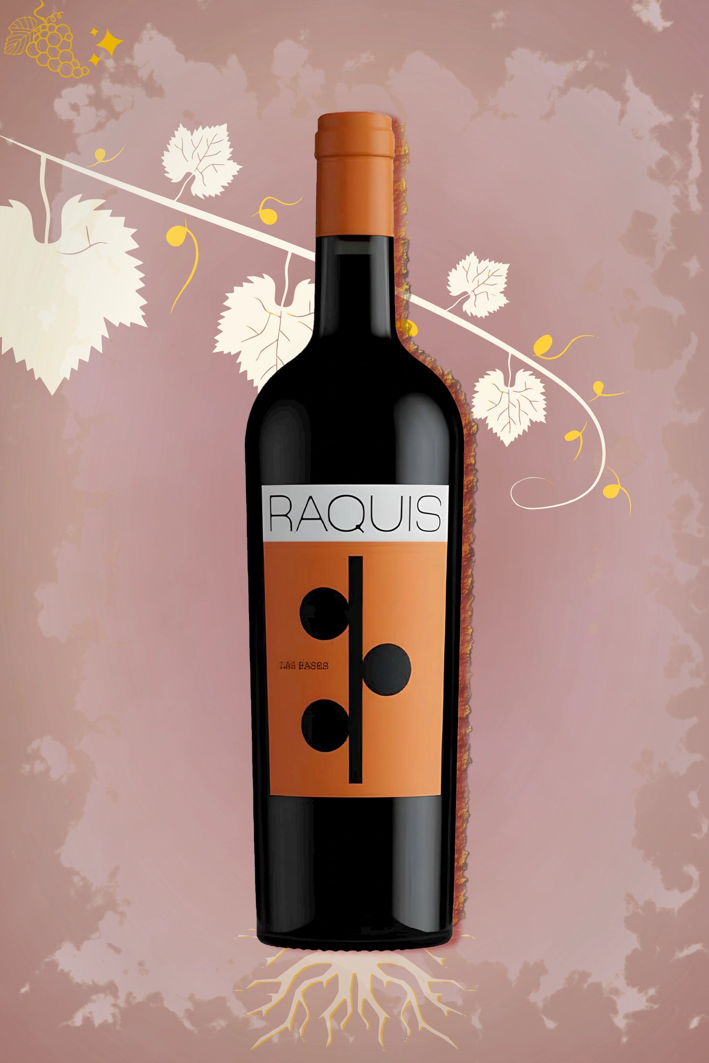 Raquis – Las Bases Malbec (2021) – rode wijn tegen rode achtergrond