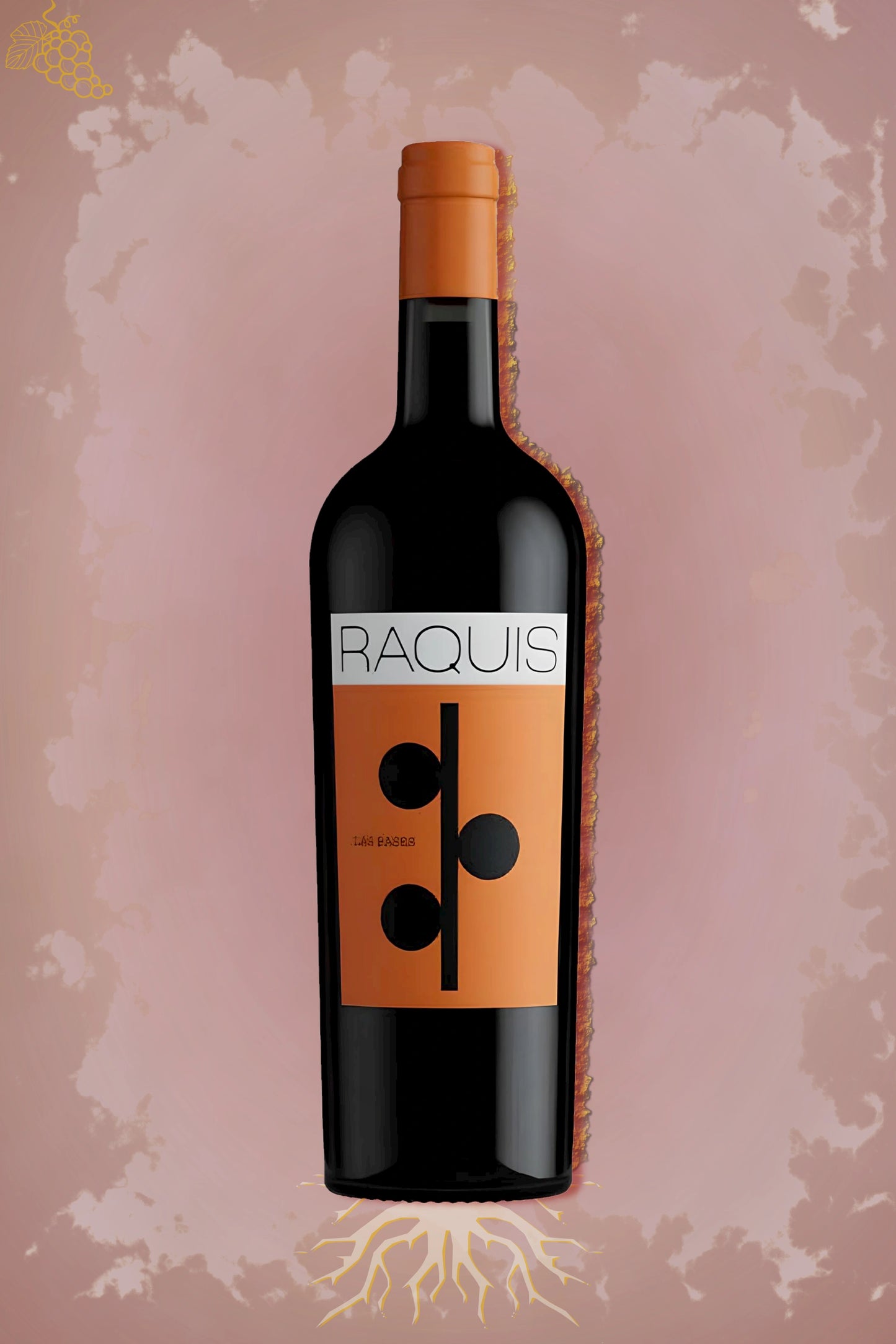 Raquis – Las Bases Malbec (2022) – robijnrode rode wijn tegen rode achtergrond