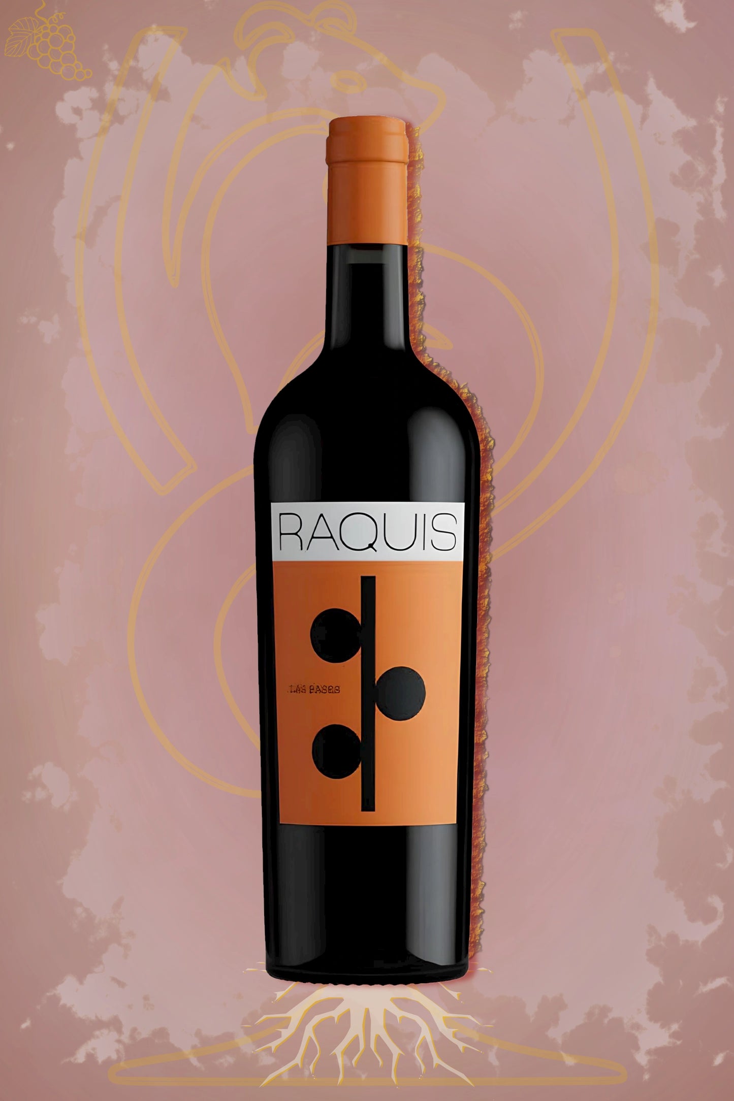 Raquis – Las Bases Malbec (2022) – robijnrode rode wijn tegen rode achtergrond