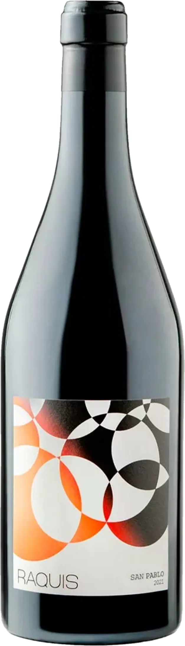 Vrijstaande rode wijnfles – Raquis – San Pablo Cabernet Franc (2022) zonder achtergrond