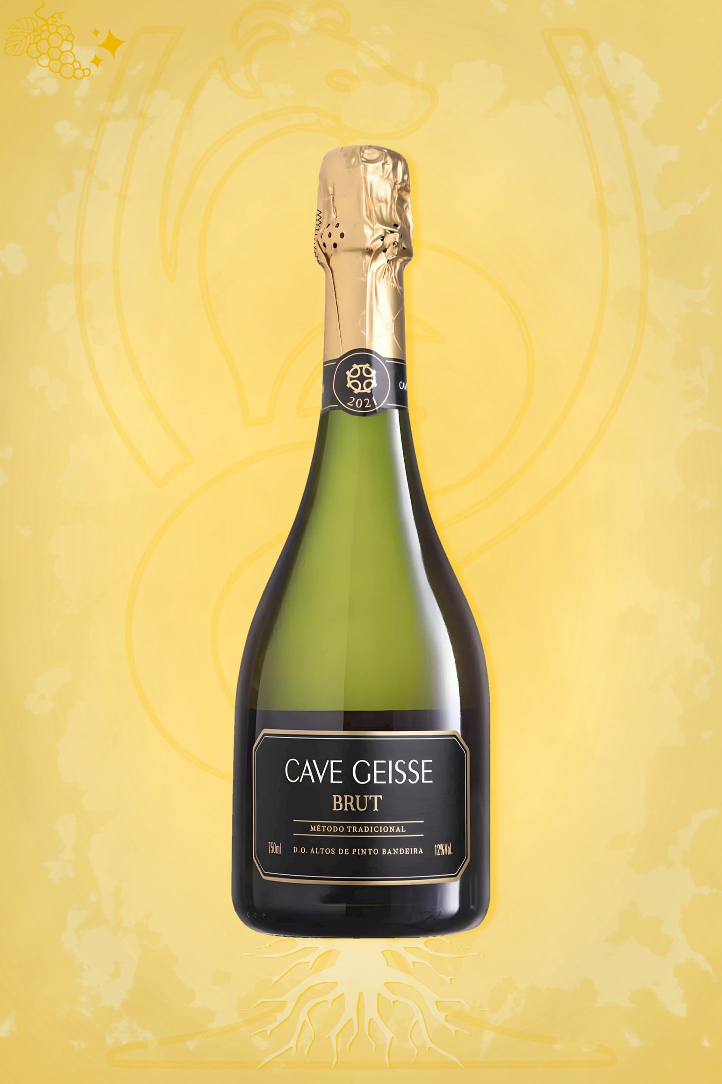 Cave Geisse – Brut (2022) – exclusieve mousserend op gouden achtergrond