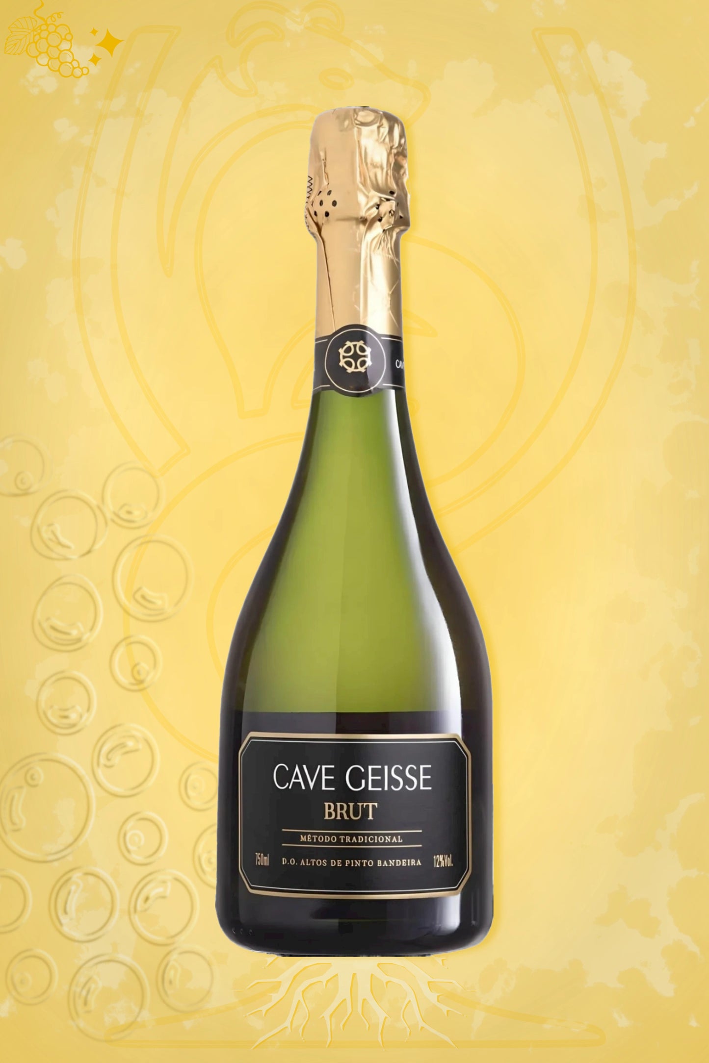 Cave Geisse – Brut (2022) – exclusieve mousserend op gouden achtergrond