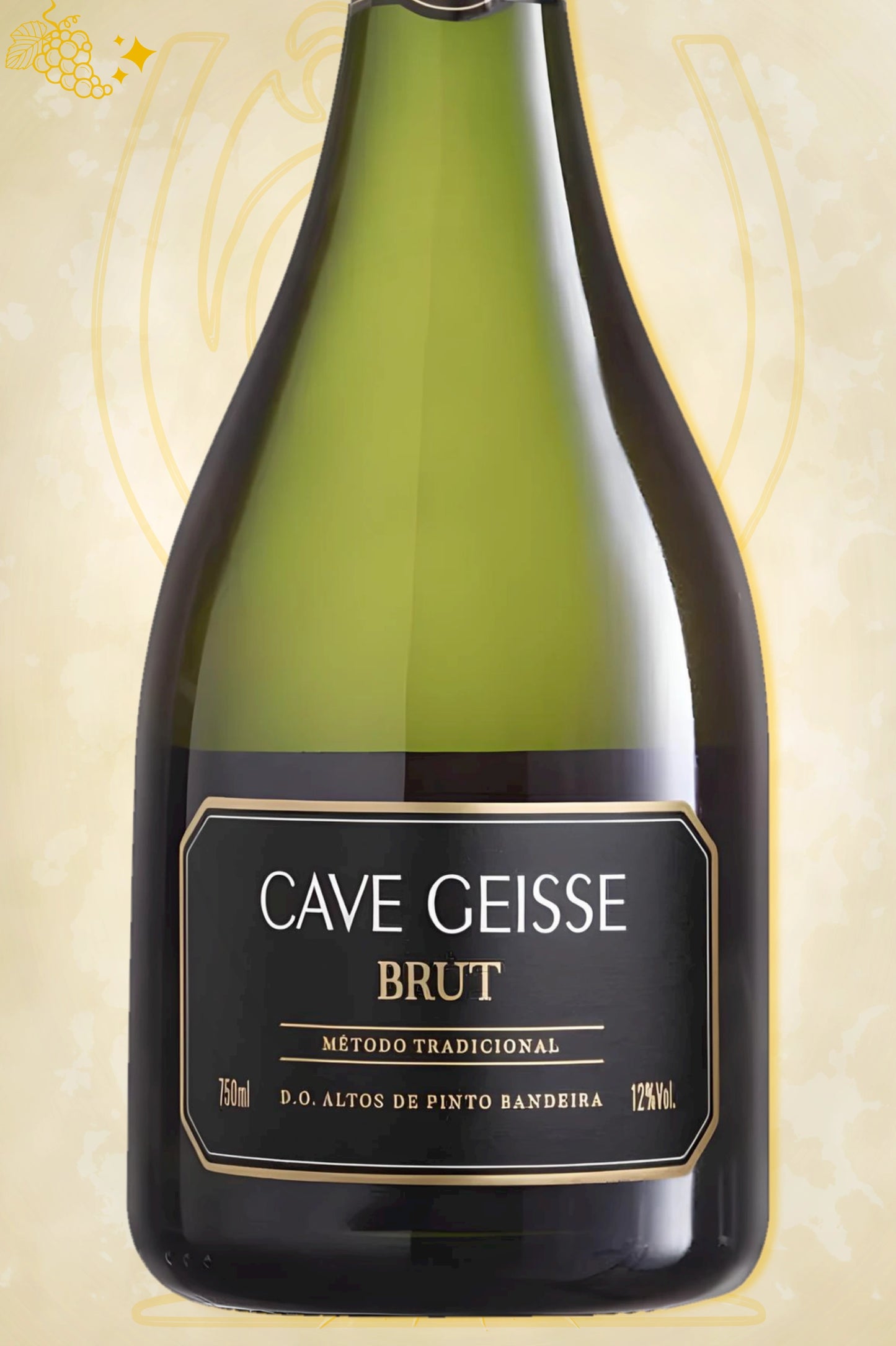 Close‑up etiket: Cave Geisse – Brut (2022) – volledige weergave op beige achtergrond