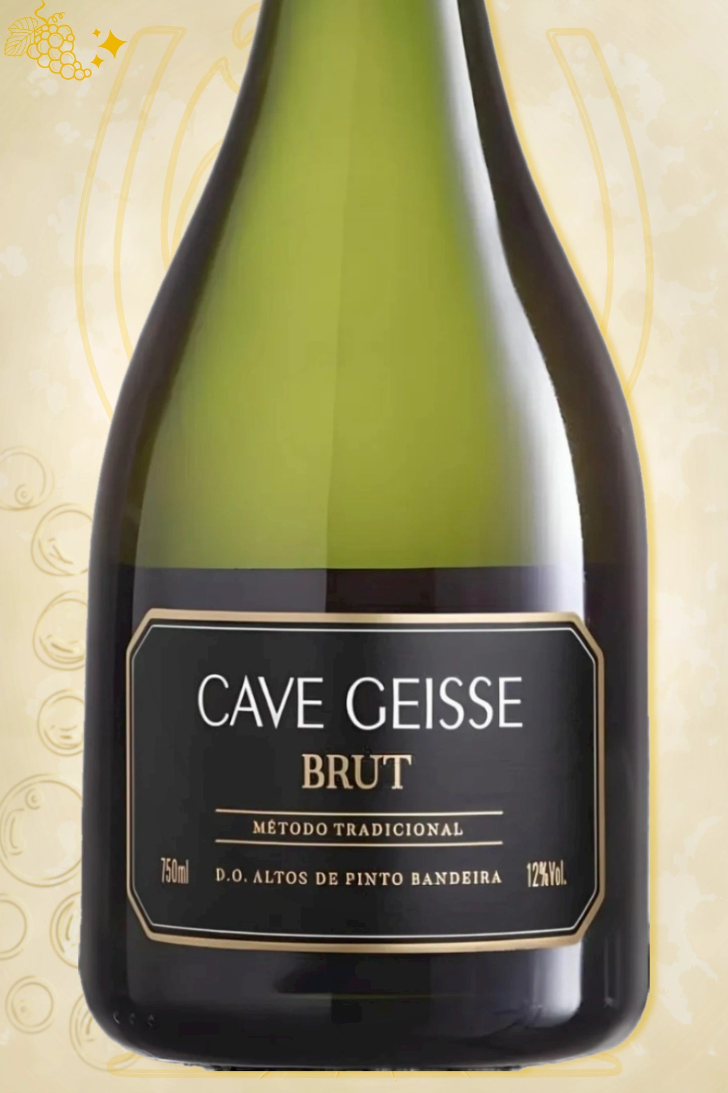 Close‑up etiket: Cave Geisse – Brut (2022) – volledige weergave op beige achtergrond