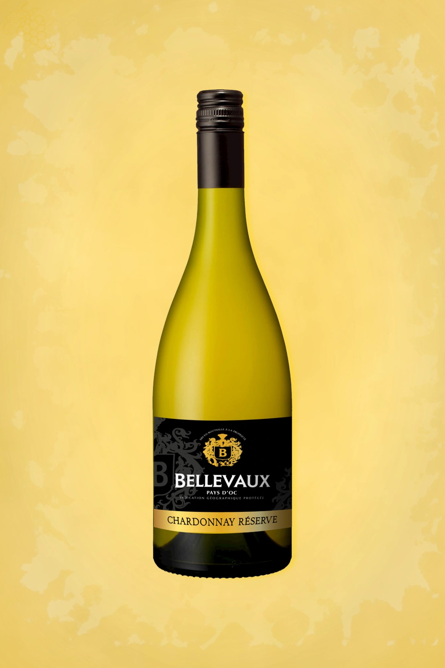 Narbonnais – Bellevaux Chardonnay Réserve (2024) – exclusieve witte wijn op gouden achtergrond