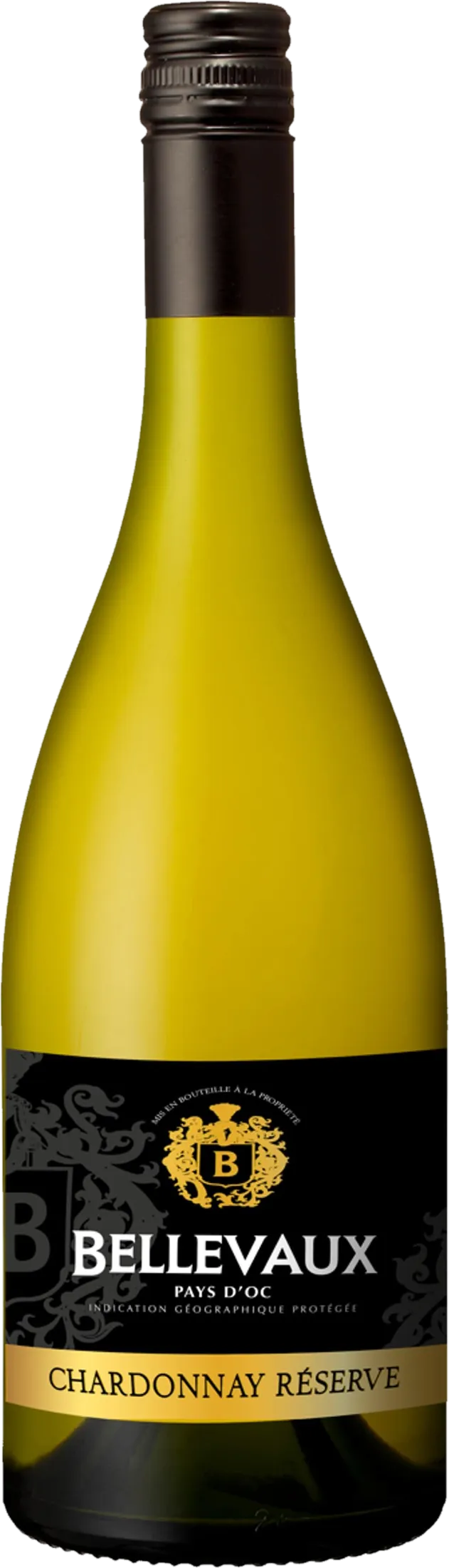 Narbonnais – Bellevaux Chardonnay Réserve (2024) – exclusieve witte wijn op gouden achtergrond