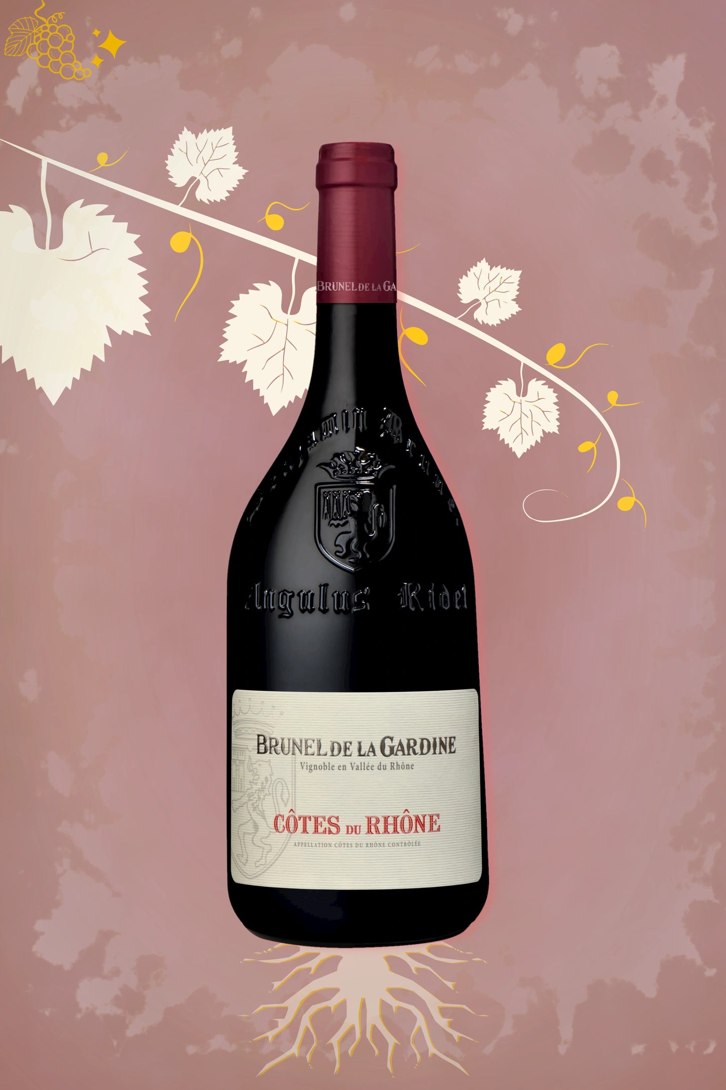 Premium presentatie: Château de la Gardine – Brunel de la Gardine Côtes du Rhône (2022) met robijnrode tint