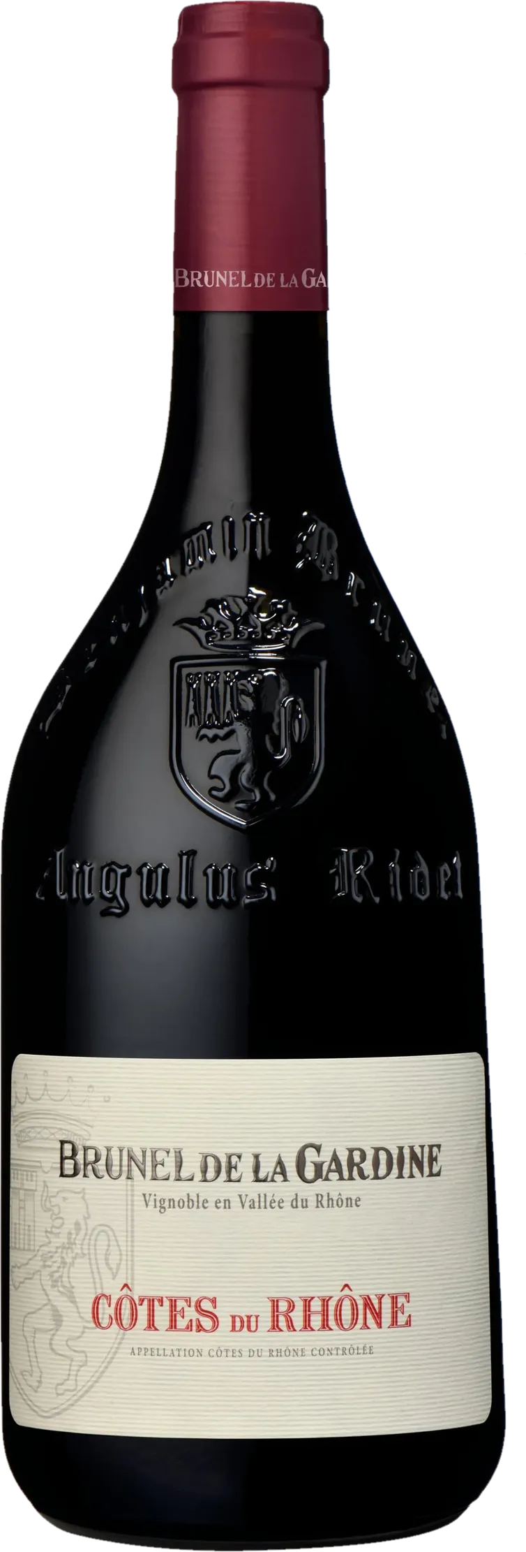 Transparante weergave van Château de la Gardine – Brunel de la Gardine Côtes du Rhône (2022) – fles rode wijn zonder achtergrond