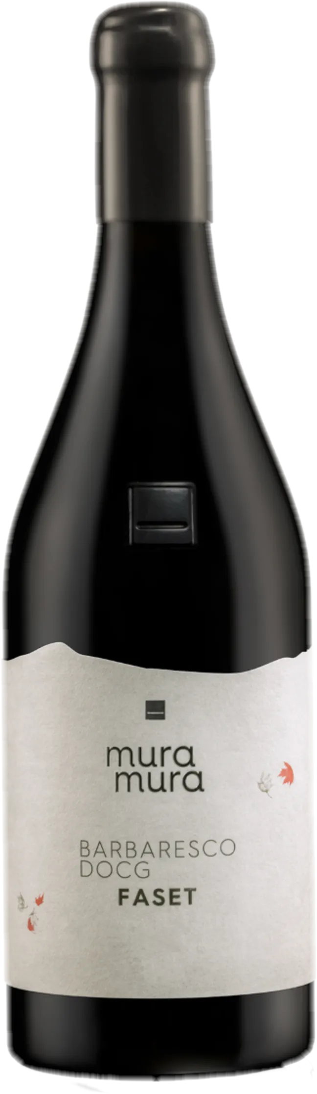 Fles Mura Mura – Faset Barbaresco (2019) zonder achtergrond – rode wijn zichtbaar in detail