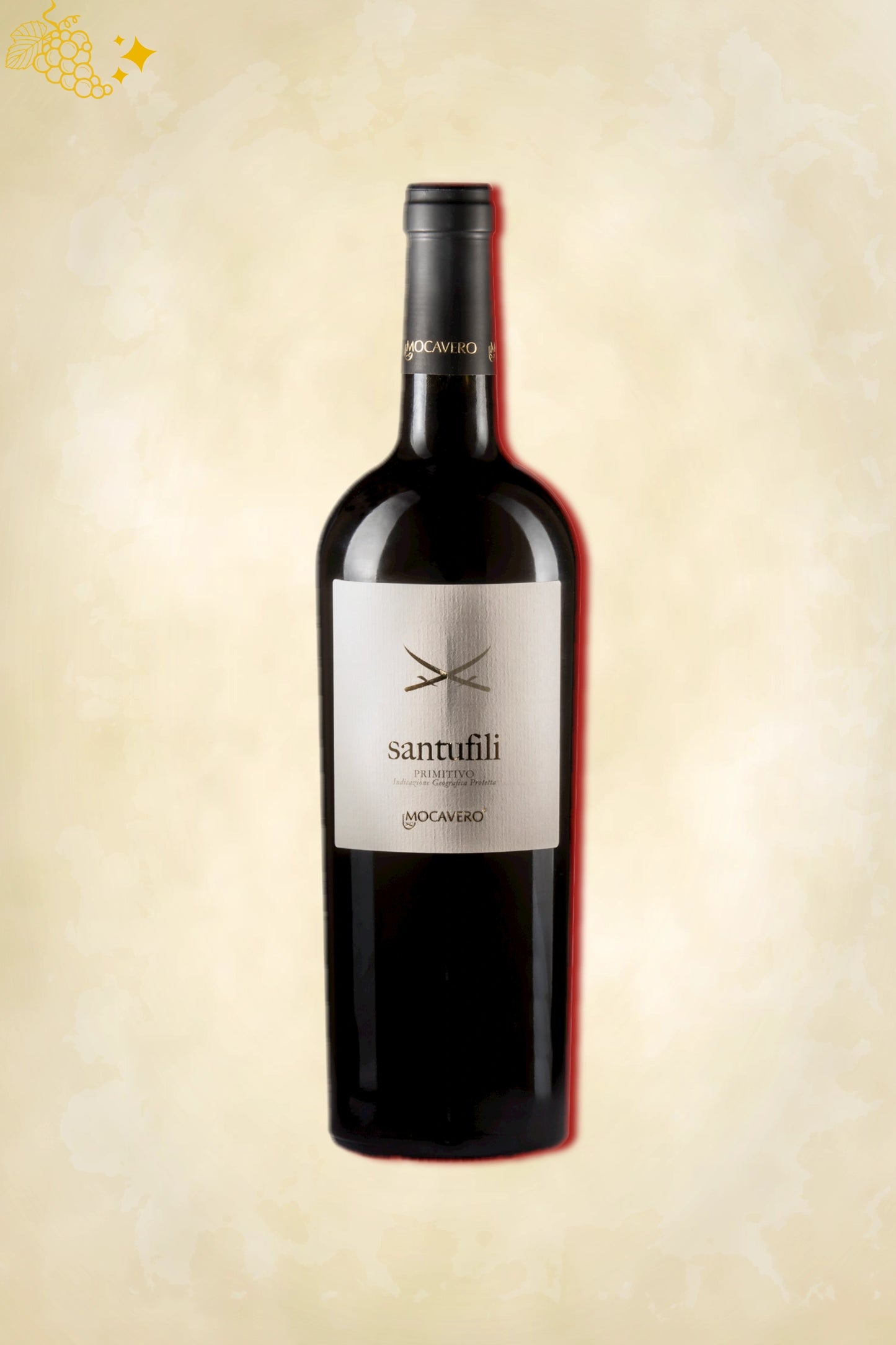 Fles Mocavero – Santufili Primitivo Salento (2020) – rode wijn uit Puglia