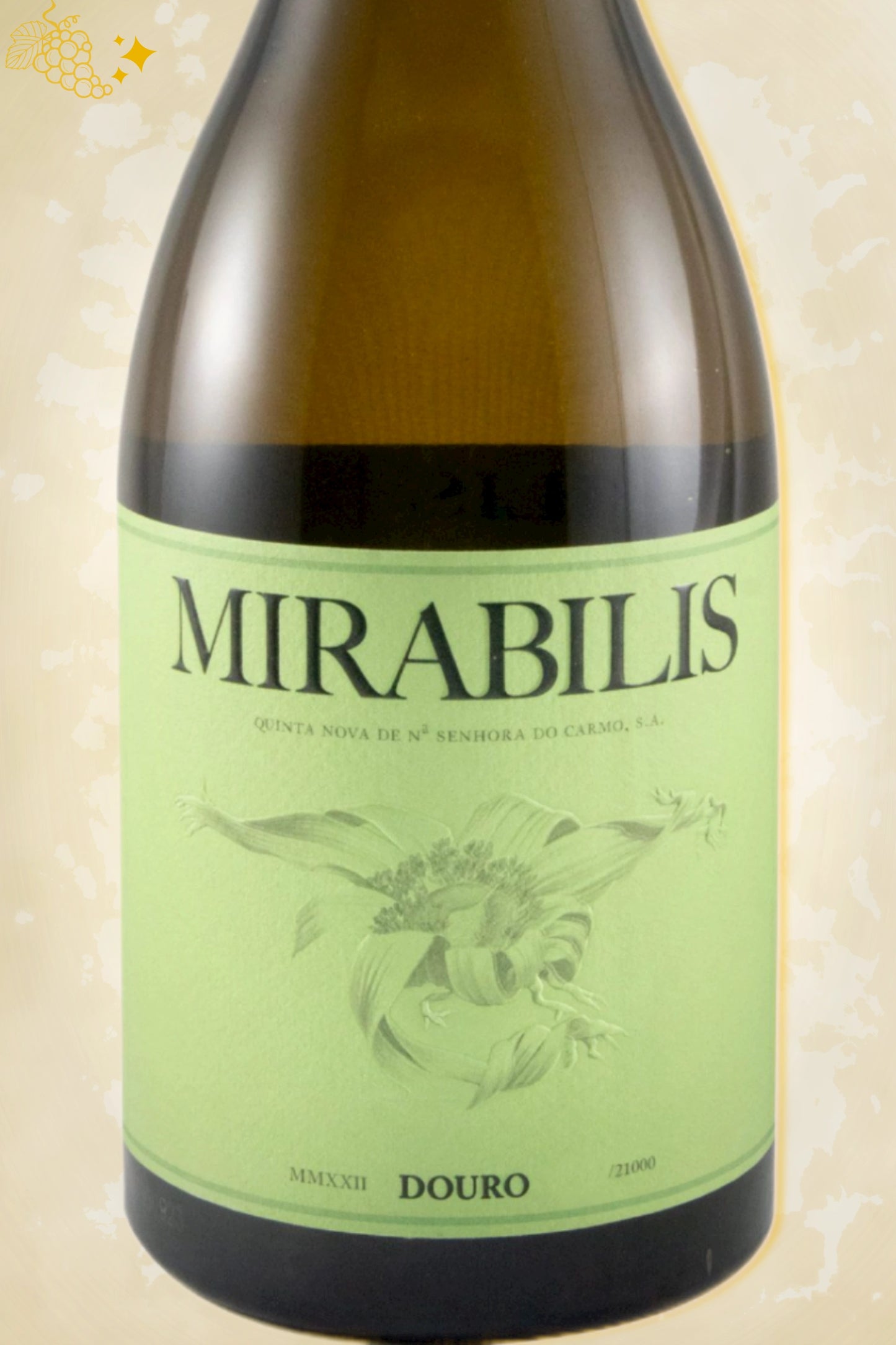 Close-up label Mirabilis Branco 2023 – Quinta Nova details zichtbaar