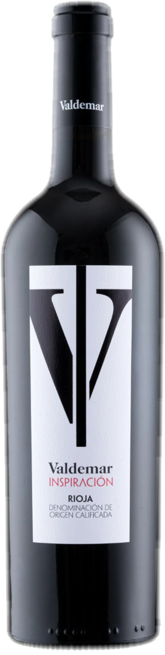 Fles Valdemar – Inspiración Rioja Tinto (2020) zonder achtergrond – rode wijn zichtbaar in detail