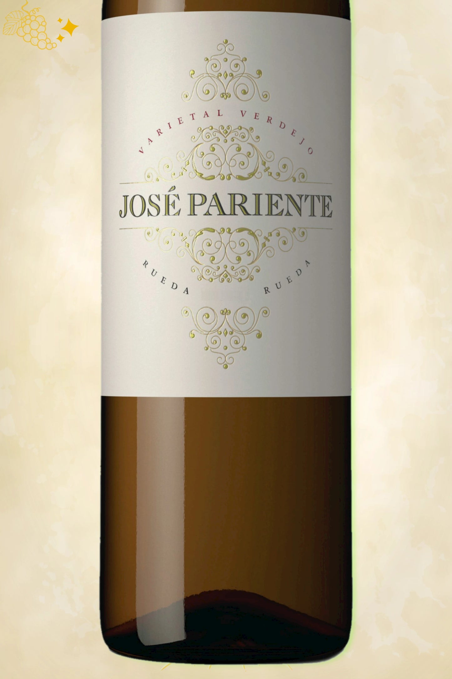 Jose Pariente – José Pariente Verdejo Rueda (2024) – close‑up etiket detail op beige achtergrond