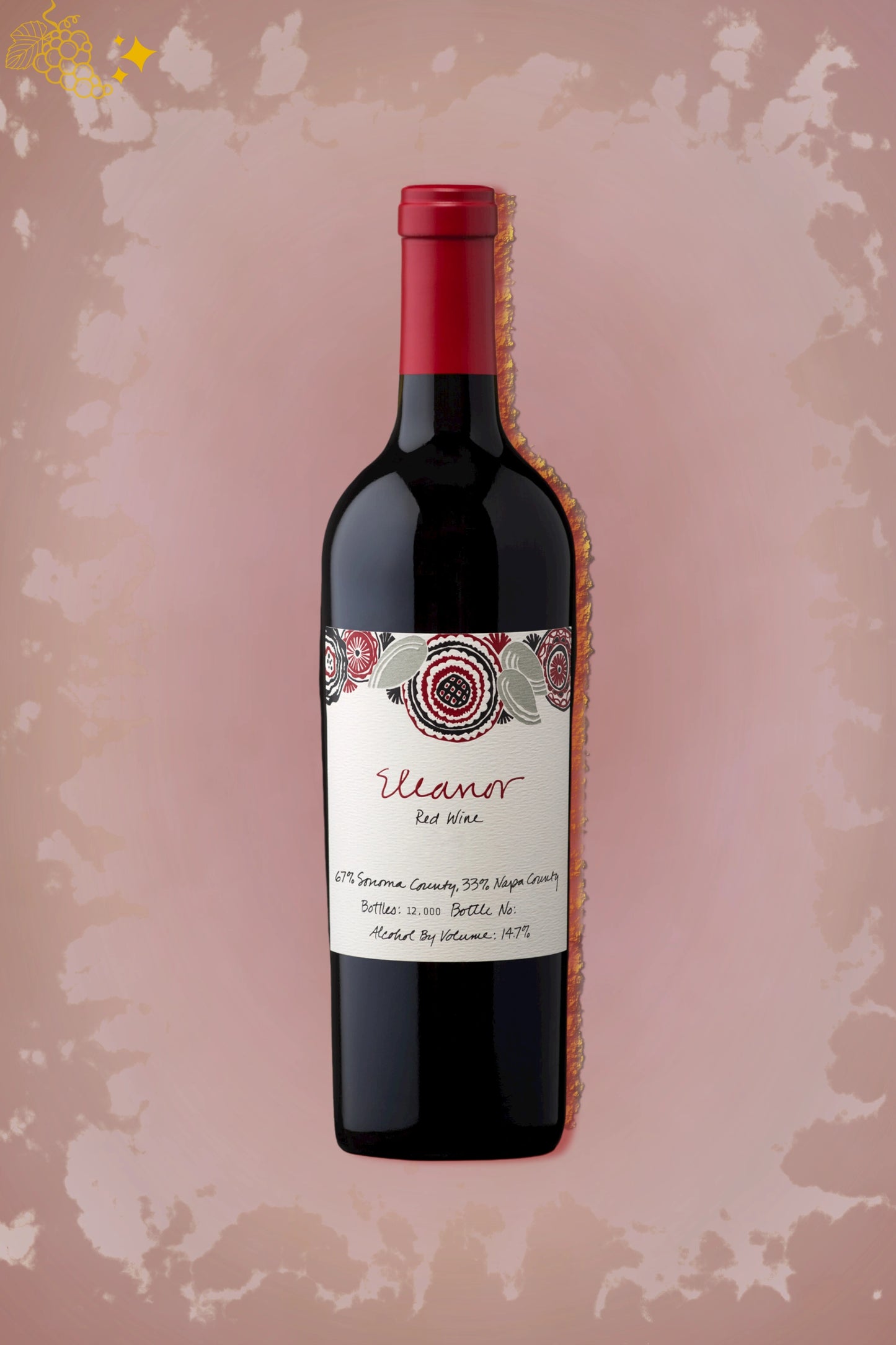 Fles Coppola – Eleanor Red Blend Sonoma County (2021) – rode wijn in rode setting