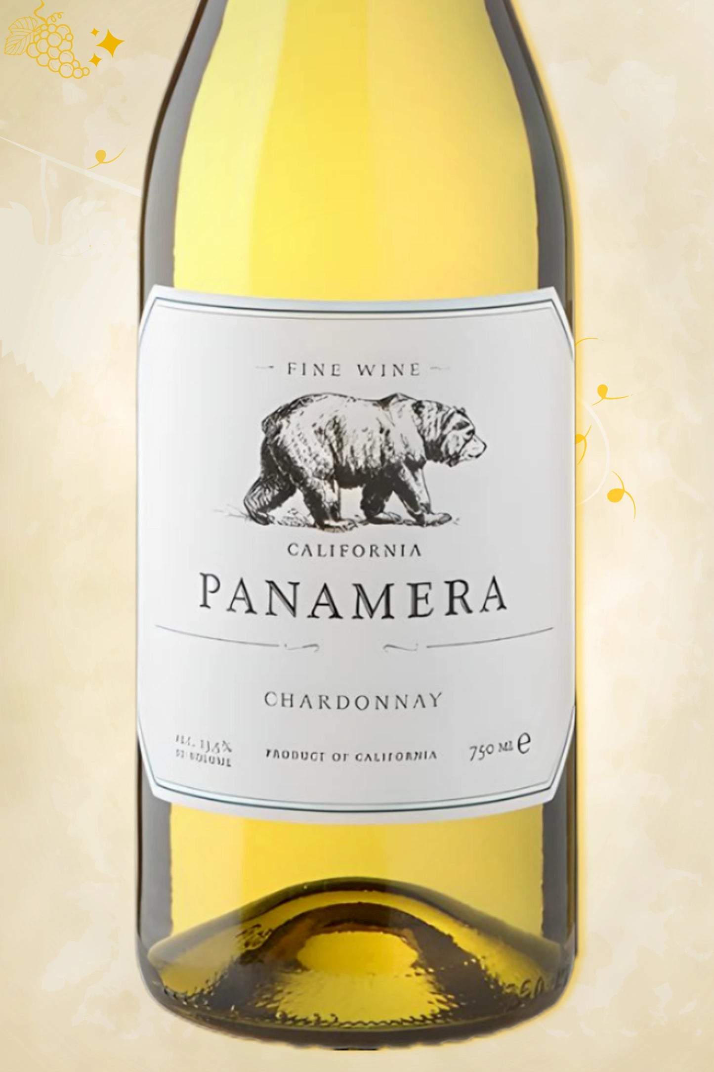 Close-up label Panamera Chardonnay 2023 – logo en vintage details zichtbaar
