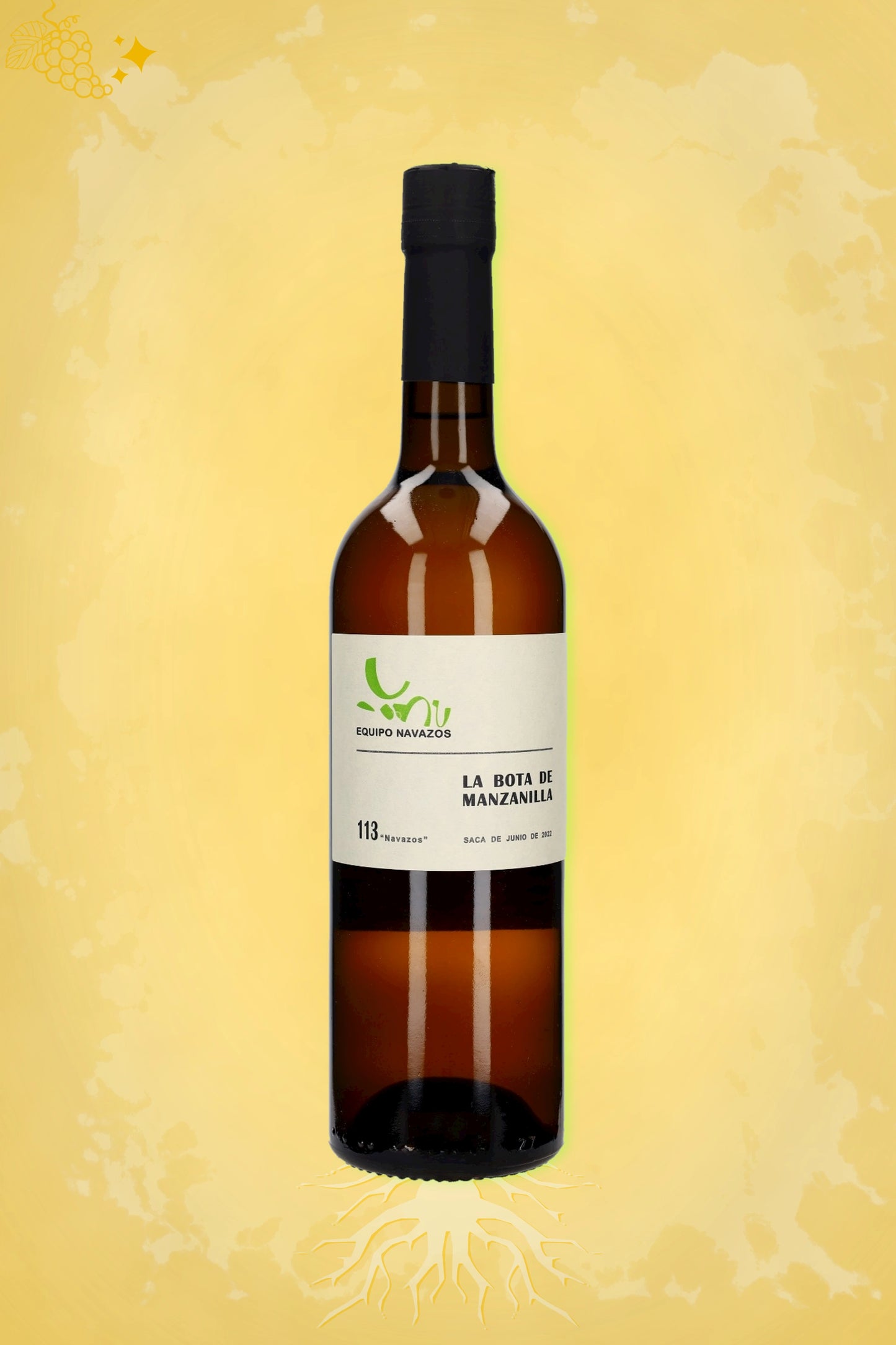 ✨ Equipo Navazos - La Bota de Manzanilla Nº 113 (NV) – luxe witte wijn tegen gouden achtergrond
