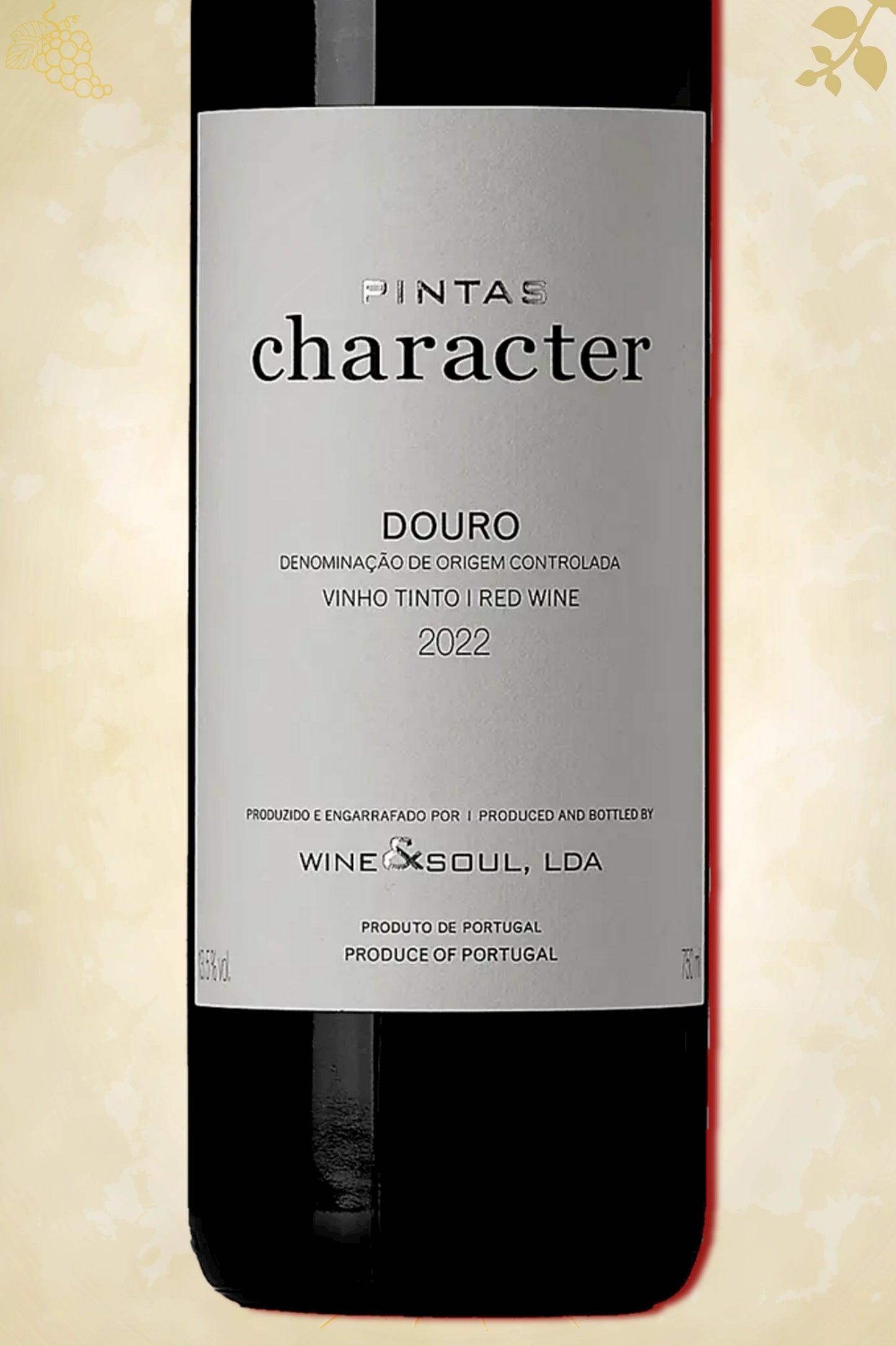 Label zoom: Wine & Soul - Pintas Character (2022) – logo en tekst scherp zichtbaar