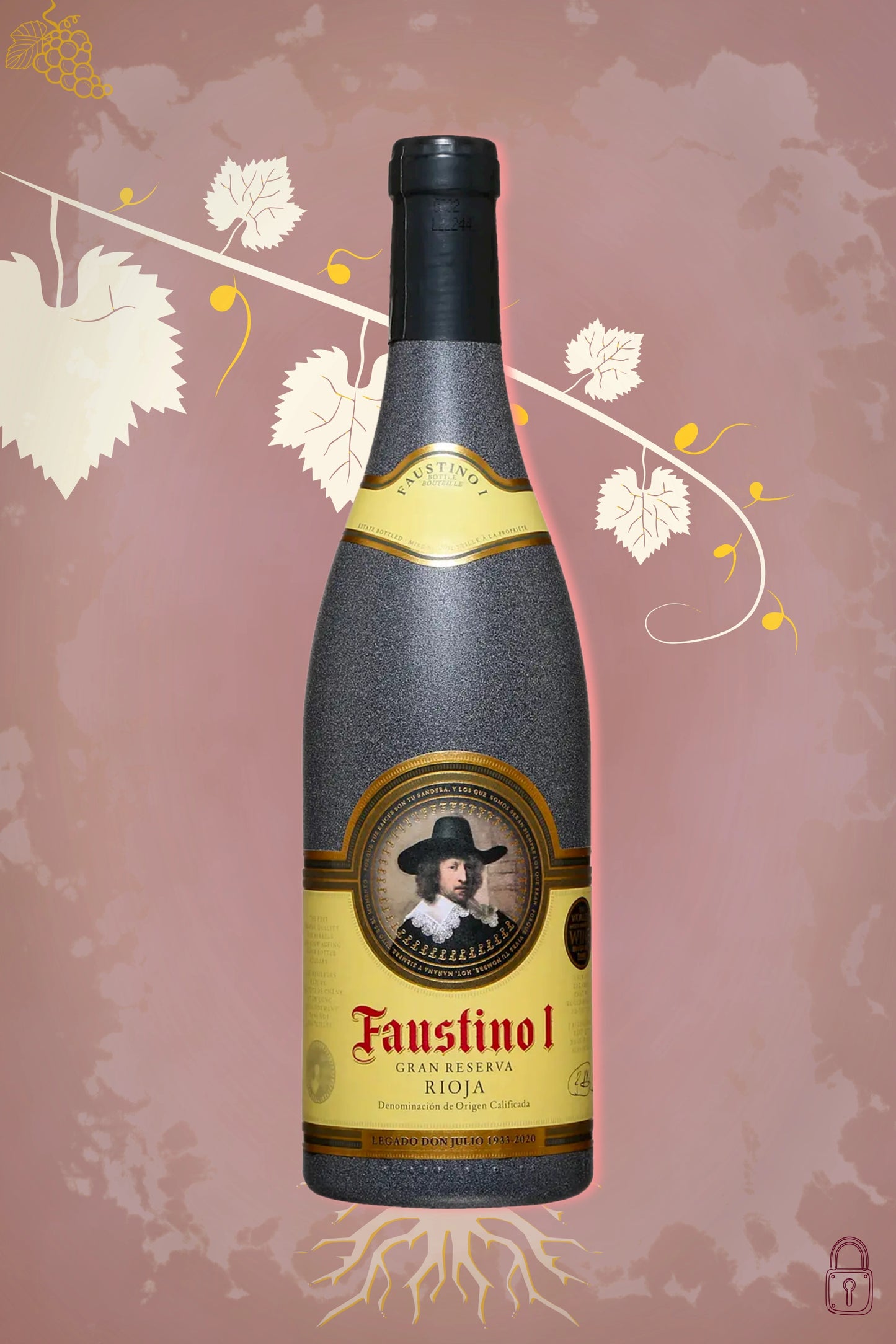Bodegas Faustino I Gran Reserva 2015 tegen bordeaux achtergrond – Gran Reserva