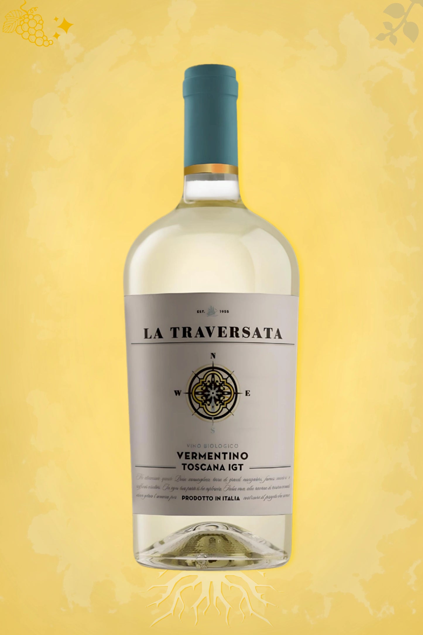 Gouden achtergrond voor Traversata - Vermentino (2023) – premium vermentino