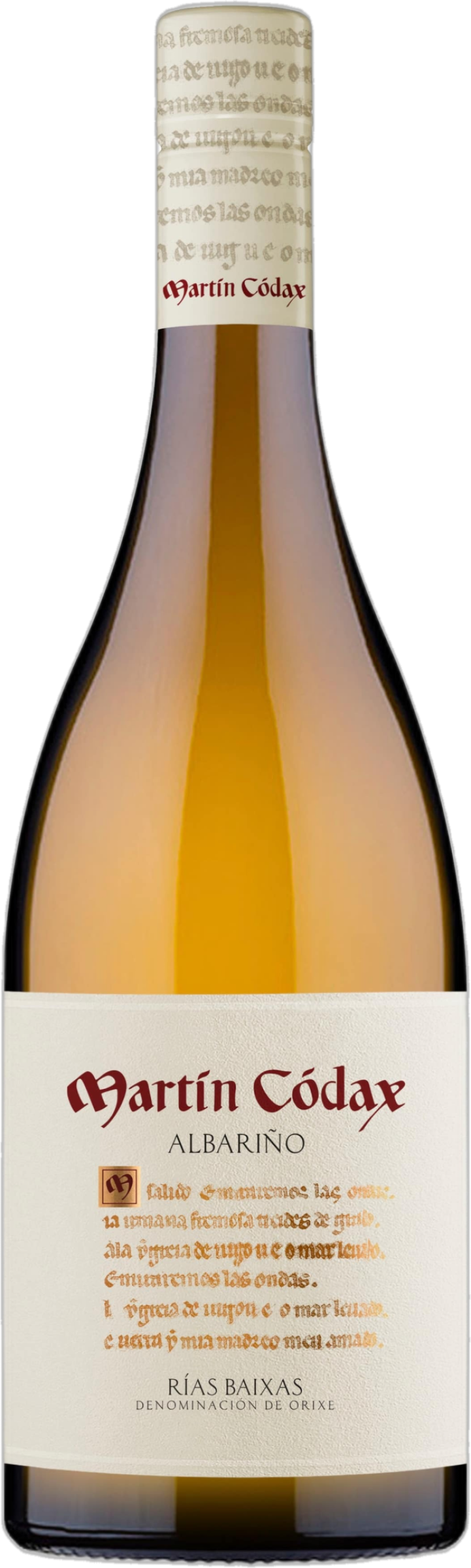 Albariño Rías Baixas 2024 tegen gouden achtergrond – frisse witte wijn