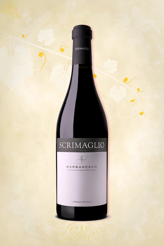 Scrimaglio Barbaresco – wijn fles met witte achtergrond