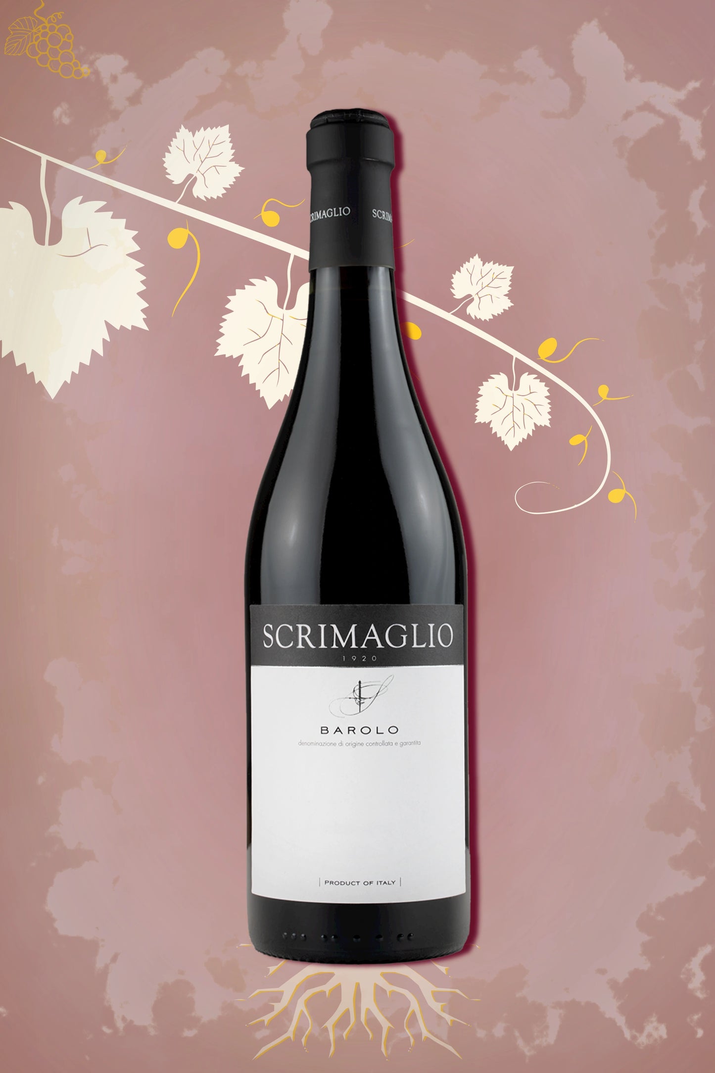 Scrimaglio Barolo 2019 tegen bordeaux achtergrond – premium rode wijn
