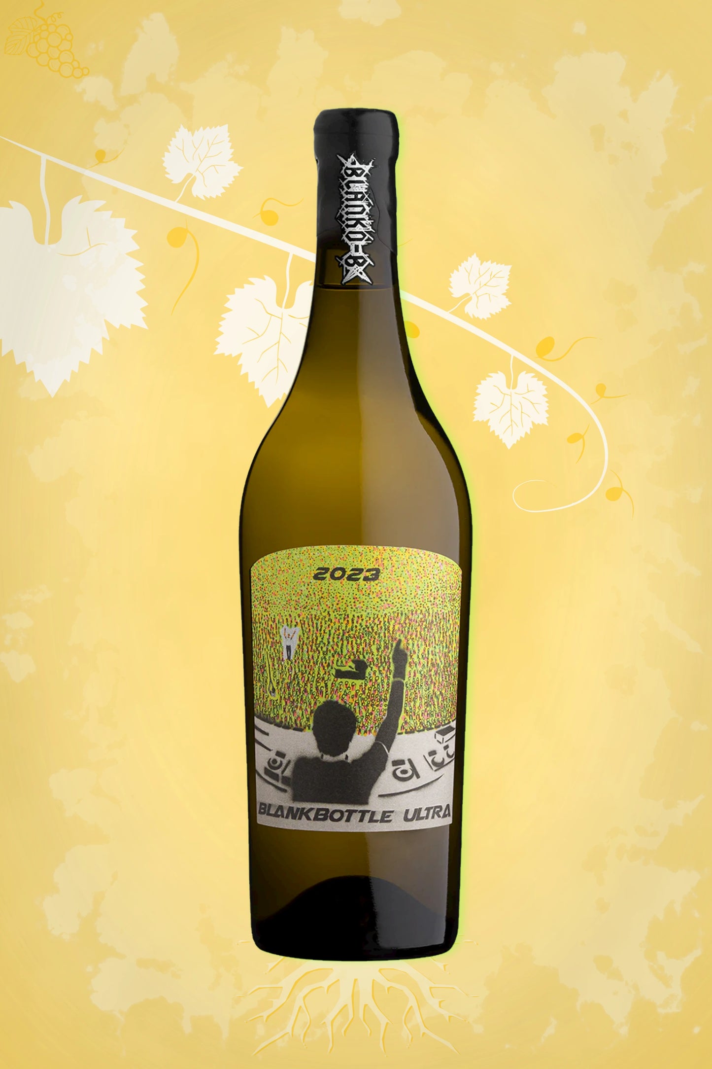 Blank Bottle Ultra 2023 – witte wijn tegen gouden achtergrond