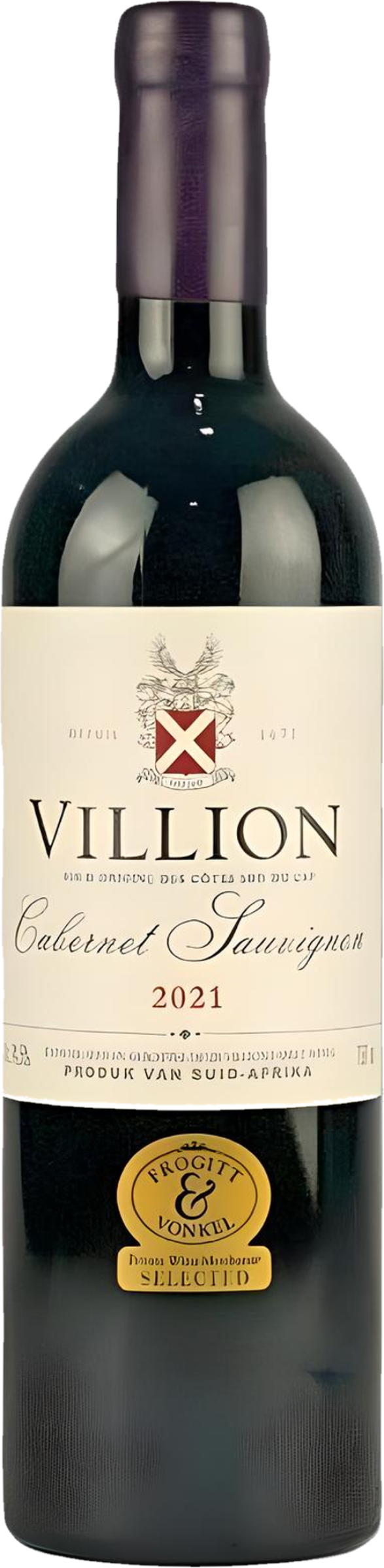 Villion Cabernet Sauvignon 2021 tegen bordeaux achtergrond – premium presentatie
