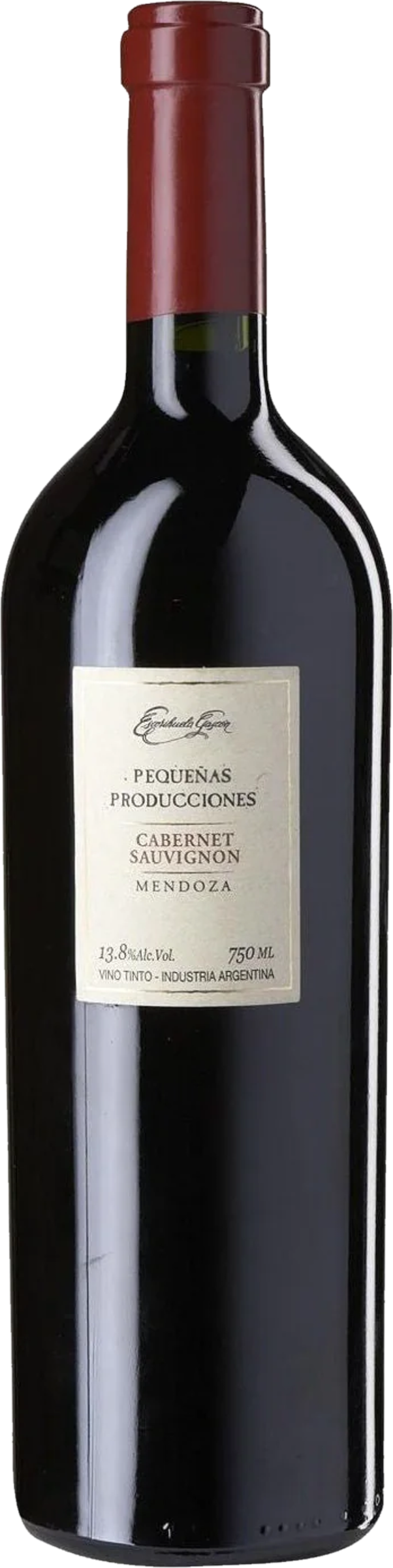 Close-up etiket Escorihuela Gascón Pequeñas Producciones Cabernet Sauvignon 2021
