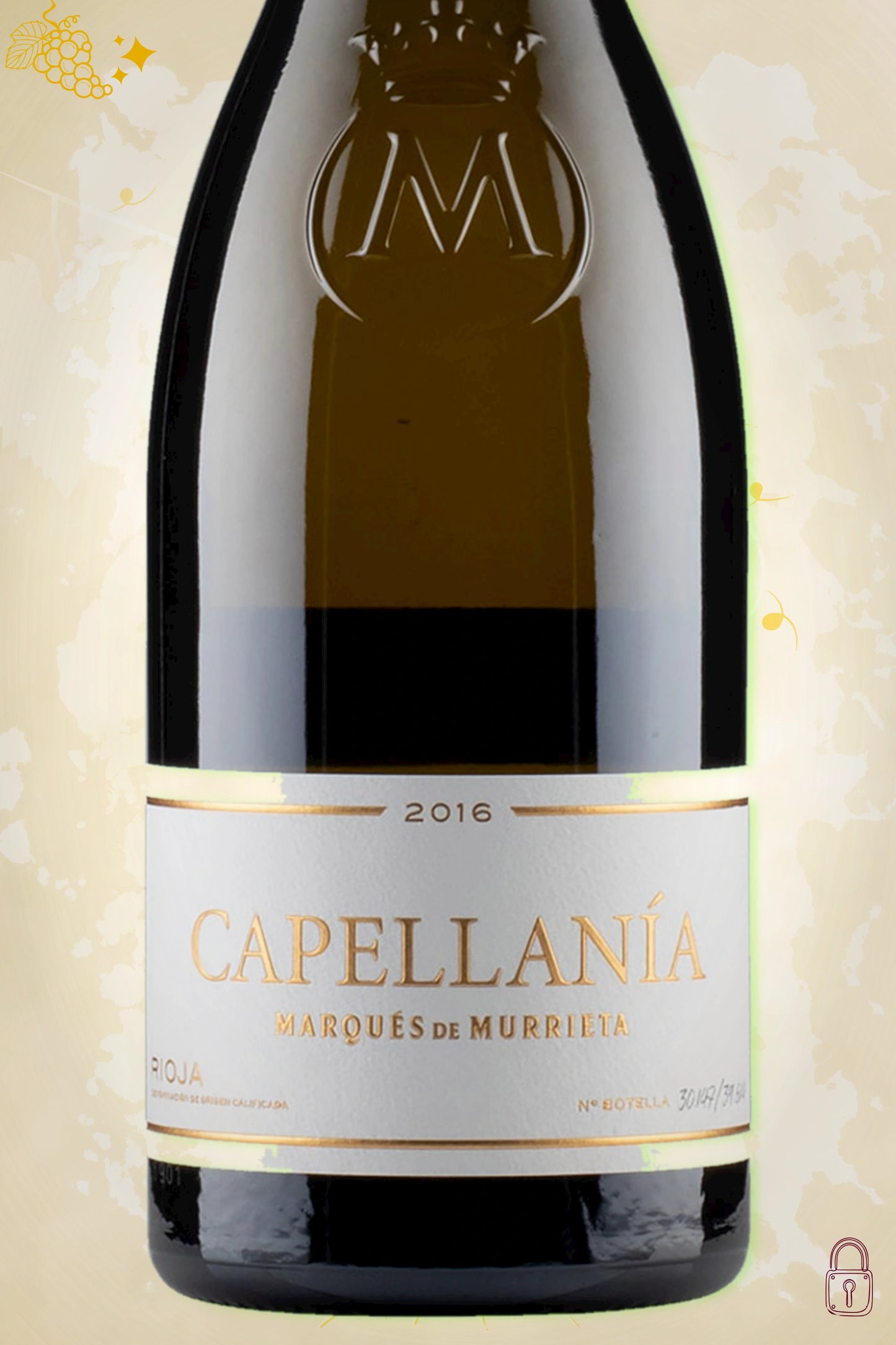 Close-up label Capellanía Reserva Blanco 2016 – Marqués de Murrieta details
