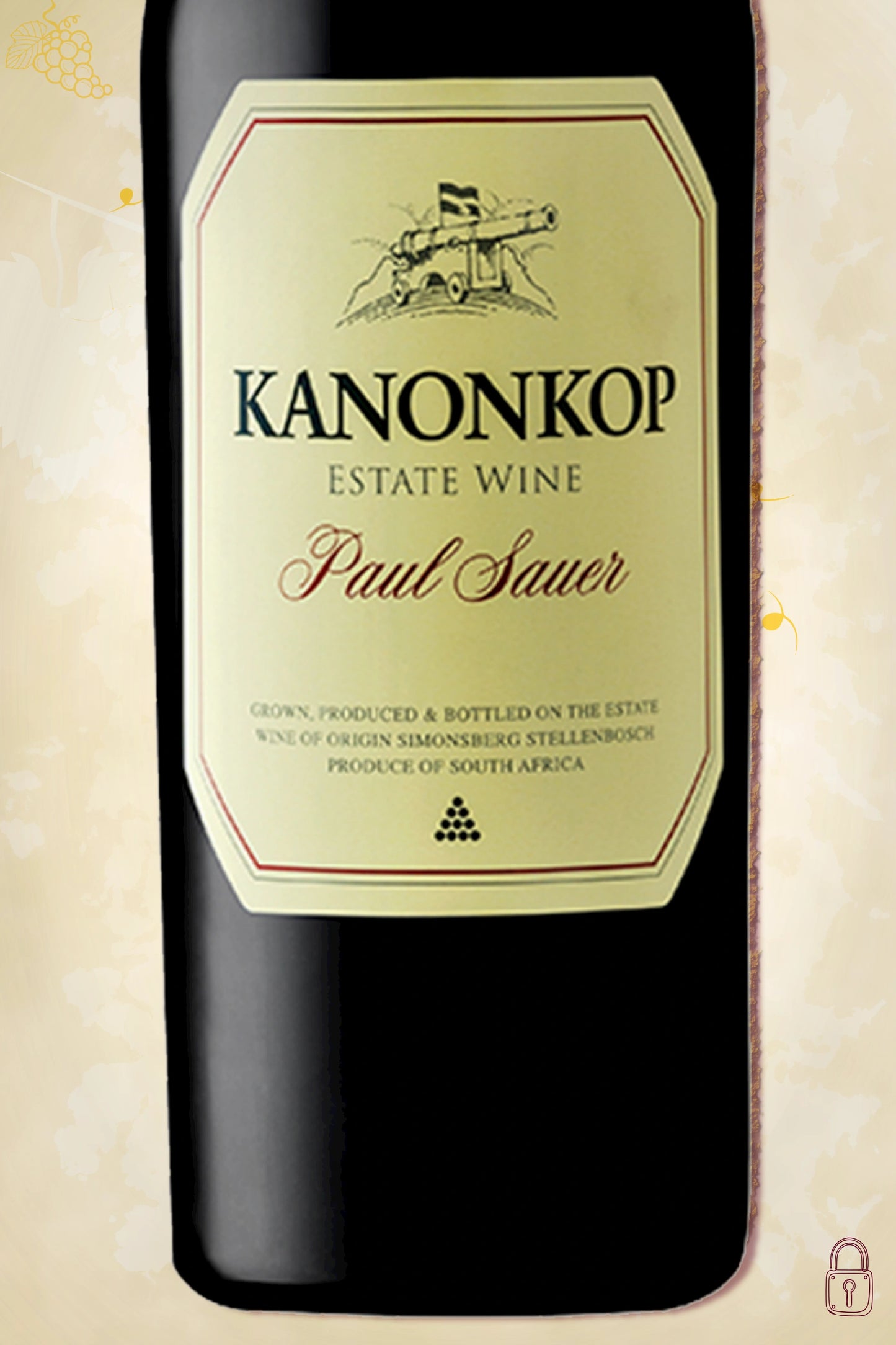 Close-up label Kanonkop Paul Sauer Magnum 2020 – estate details zichtbaar