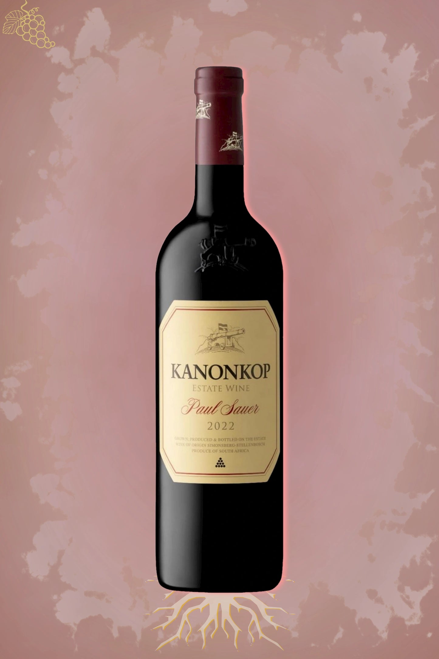 Kanonkop Paul Sauer 2022 tegen bordeaux achtergrond – premium rode wijn