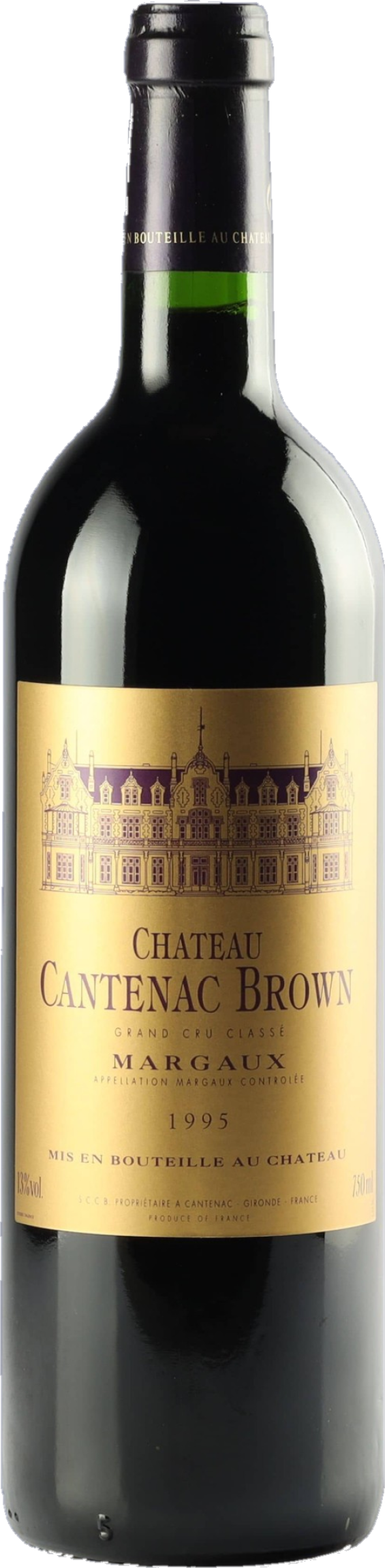 Château Cantenac Brown 1995 tegen bordeaux achtergrond – premium rode Bordeaux wijn